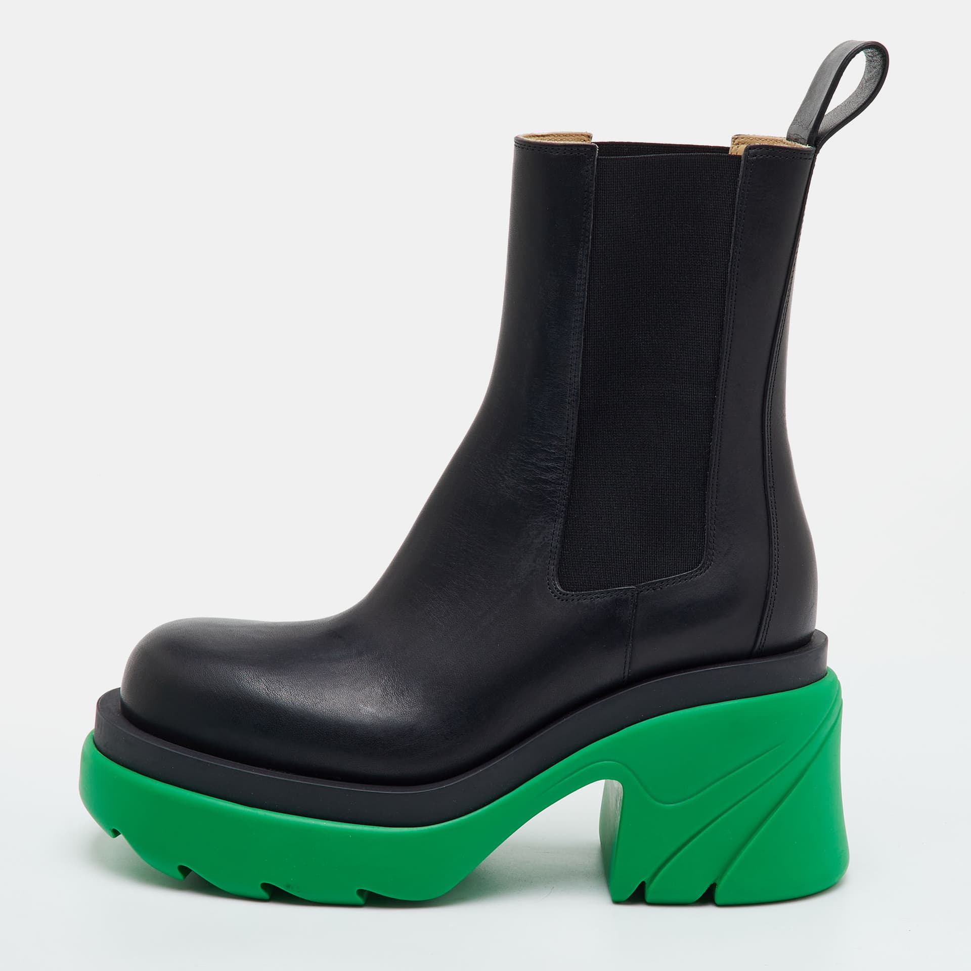 Bottega Veneta Flash Size 38 Black Leather Platform Chelsea Ankle Boots