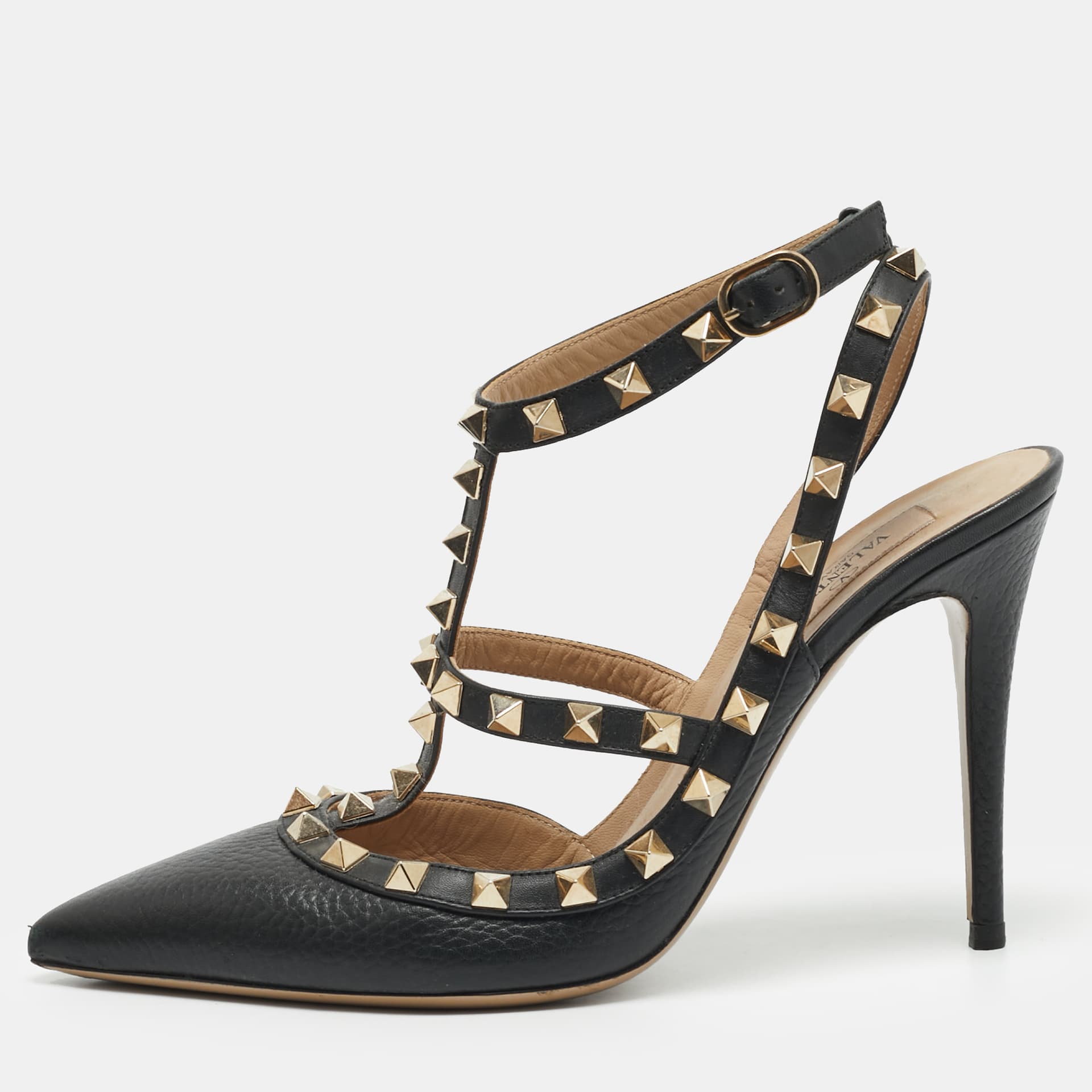 Valentino Rockstud Size 38 Black Leather Pumps