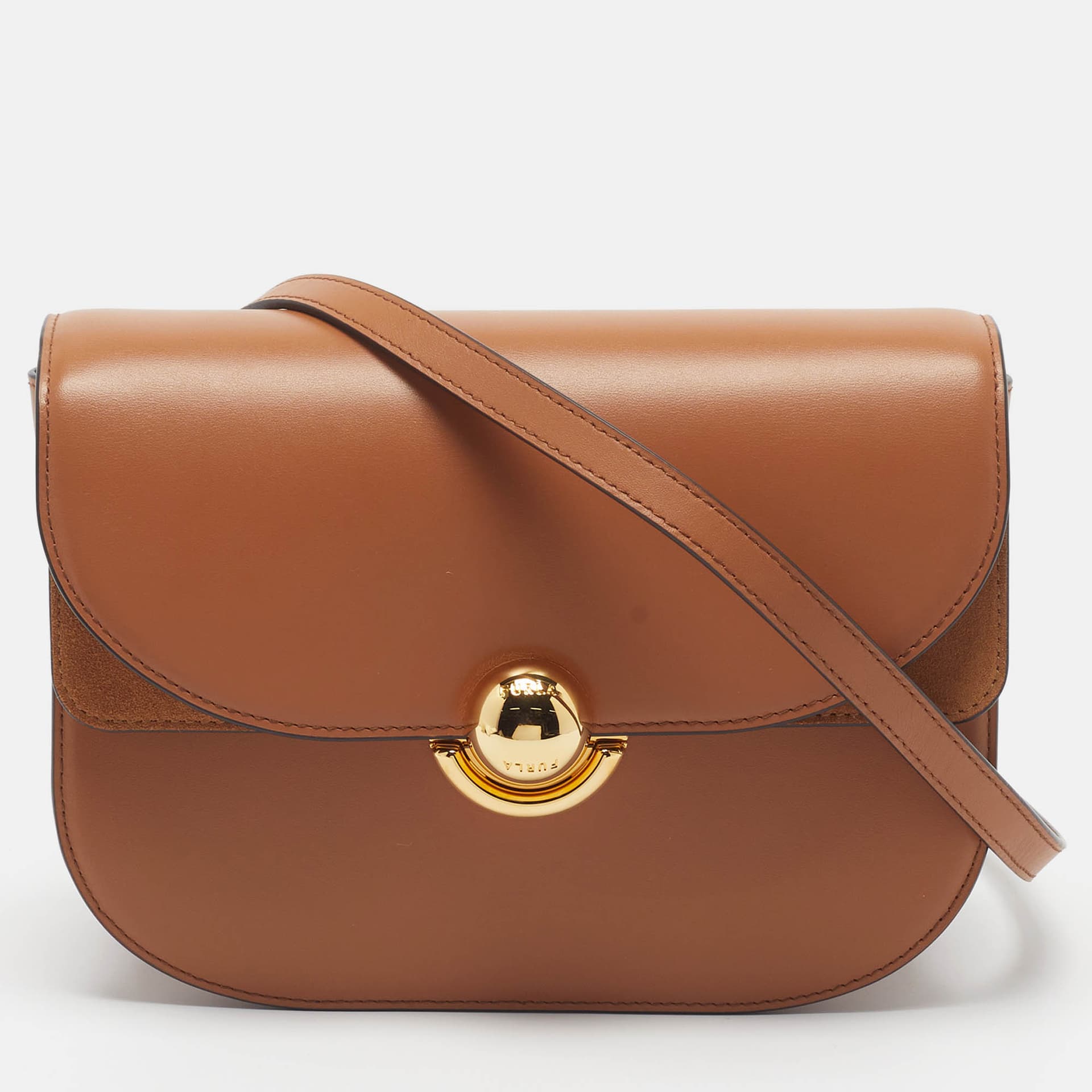 Furla Sfera S Brown Leather Crossbody Bag