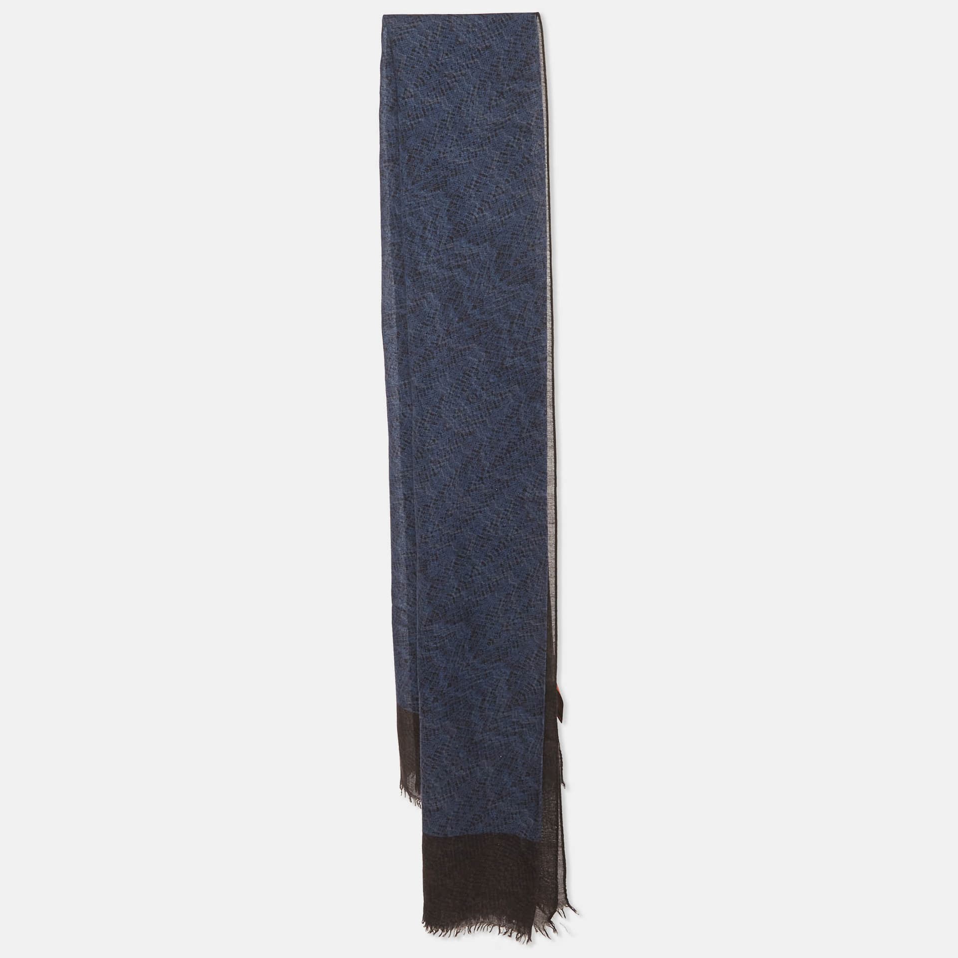 Missoni Blue/Black Printed Silk & Wool Scarf