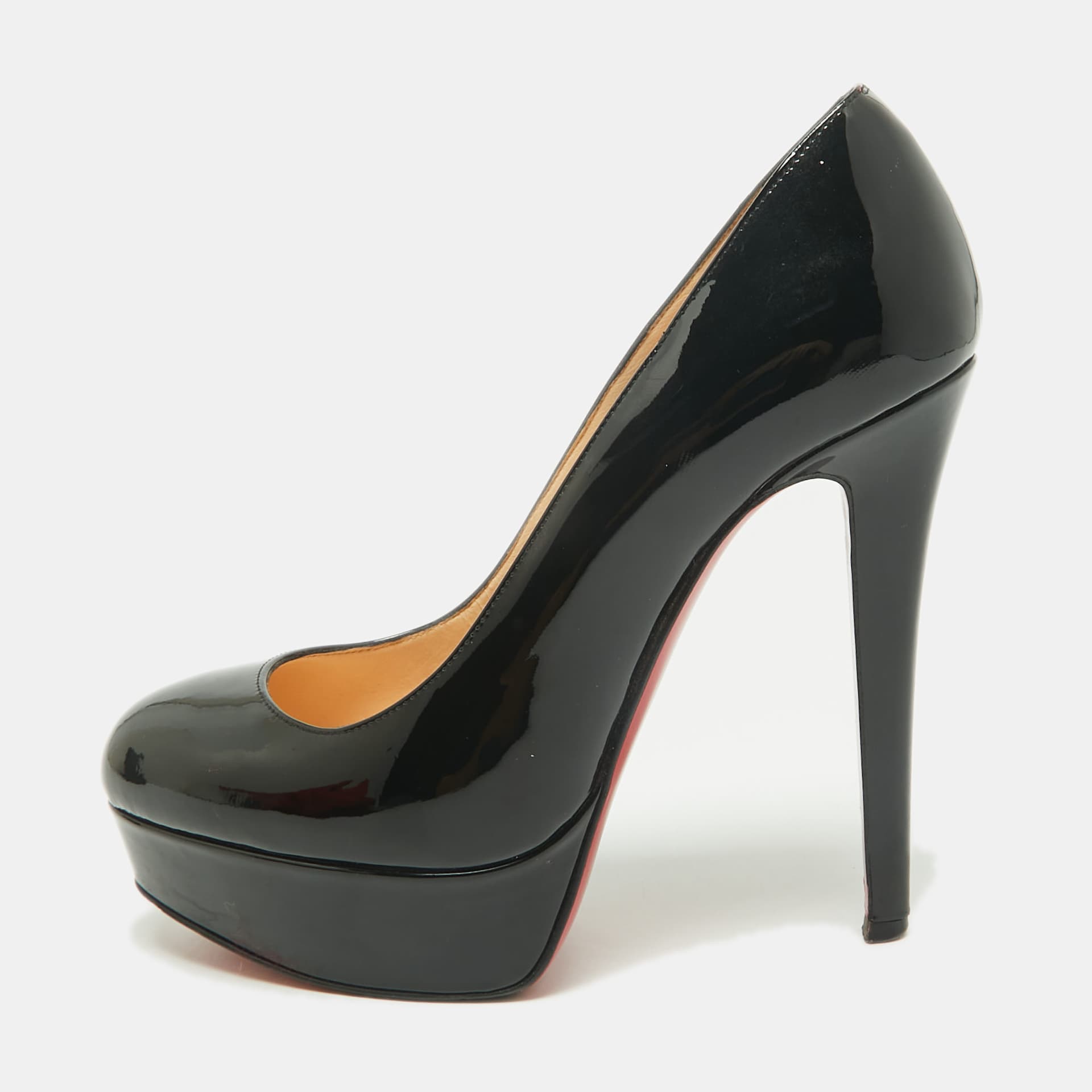 Christian Louboutin Bianca Size 35 Black Patent Leather Platform Pumps
