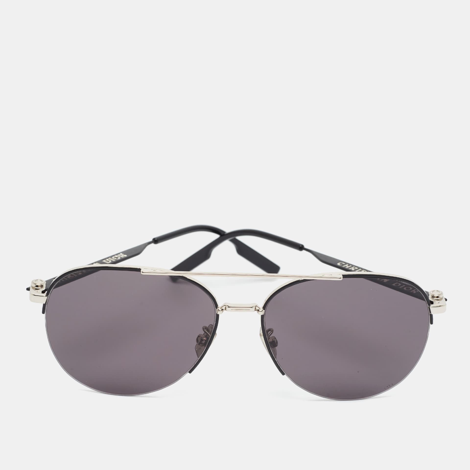 Dior Black/Silver Tone Dior180 Aviator Sunglasses