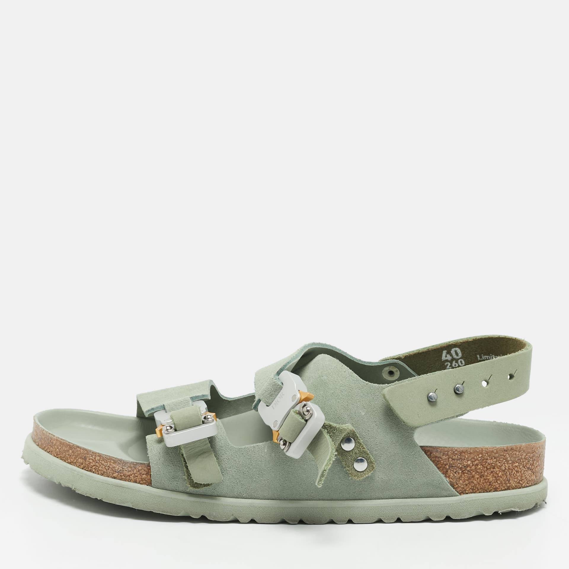 Dior x Birkenstock Milano Size 40 Green Suede Slingback Flat Sandals