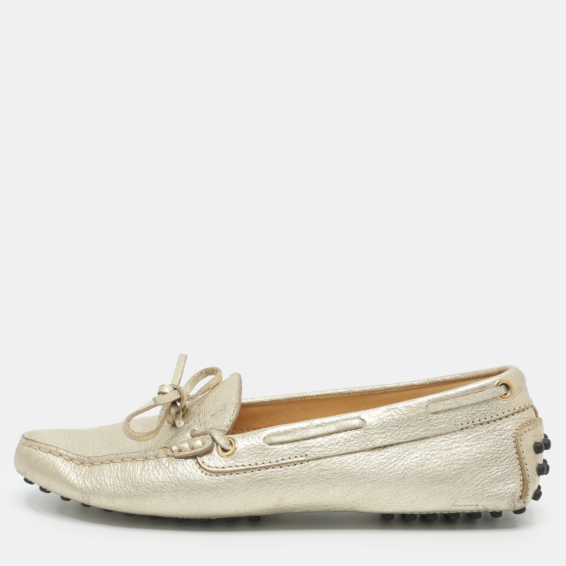 Tod's Size 36.5 Gold Leather Loafers