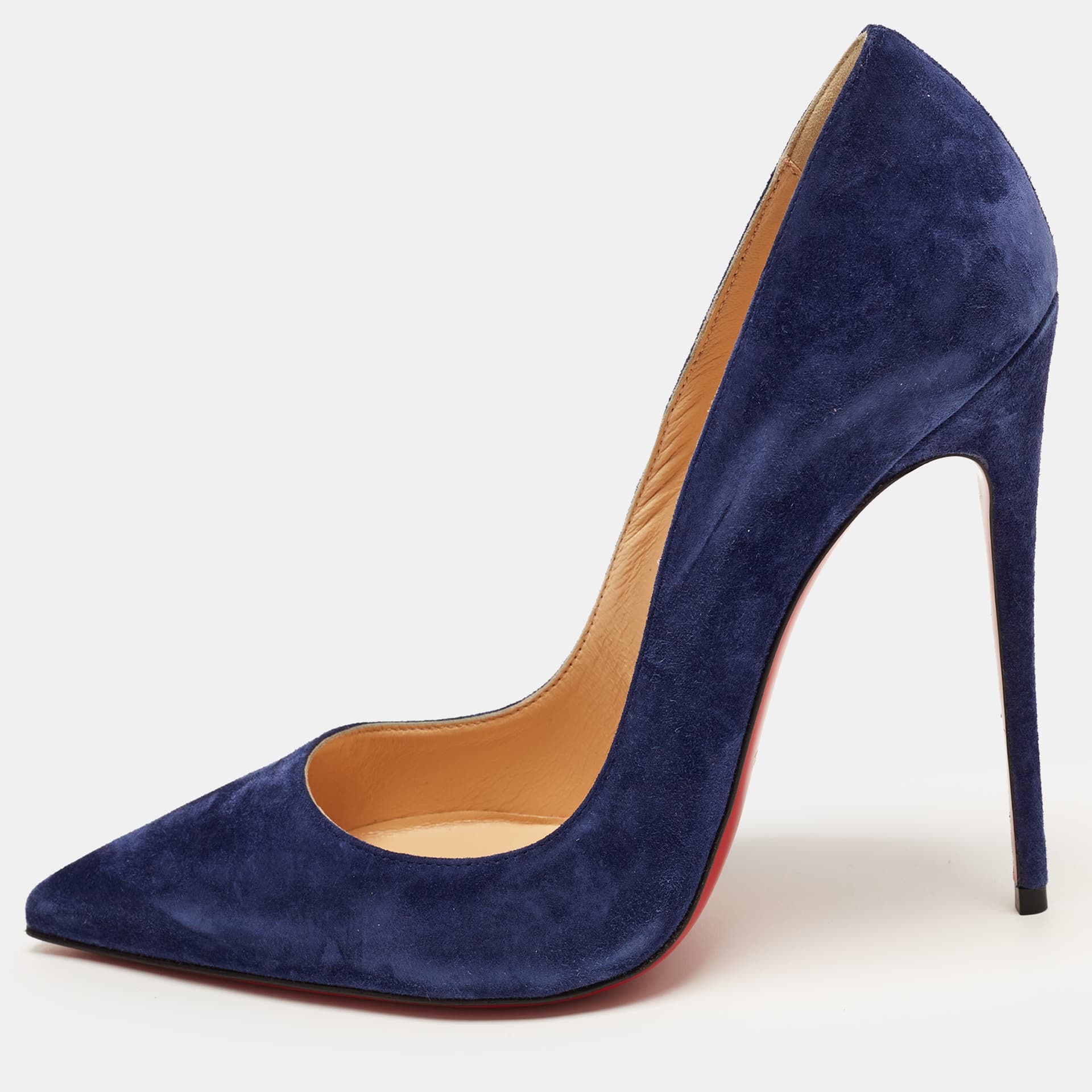 Christian Louboutin So Kate Size 40 Navy Blue Suede Pointed Toe Pumps