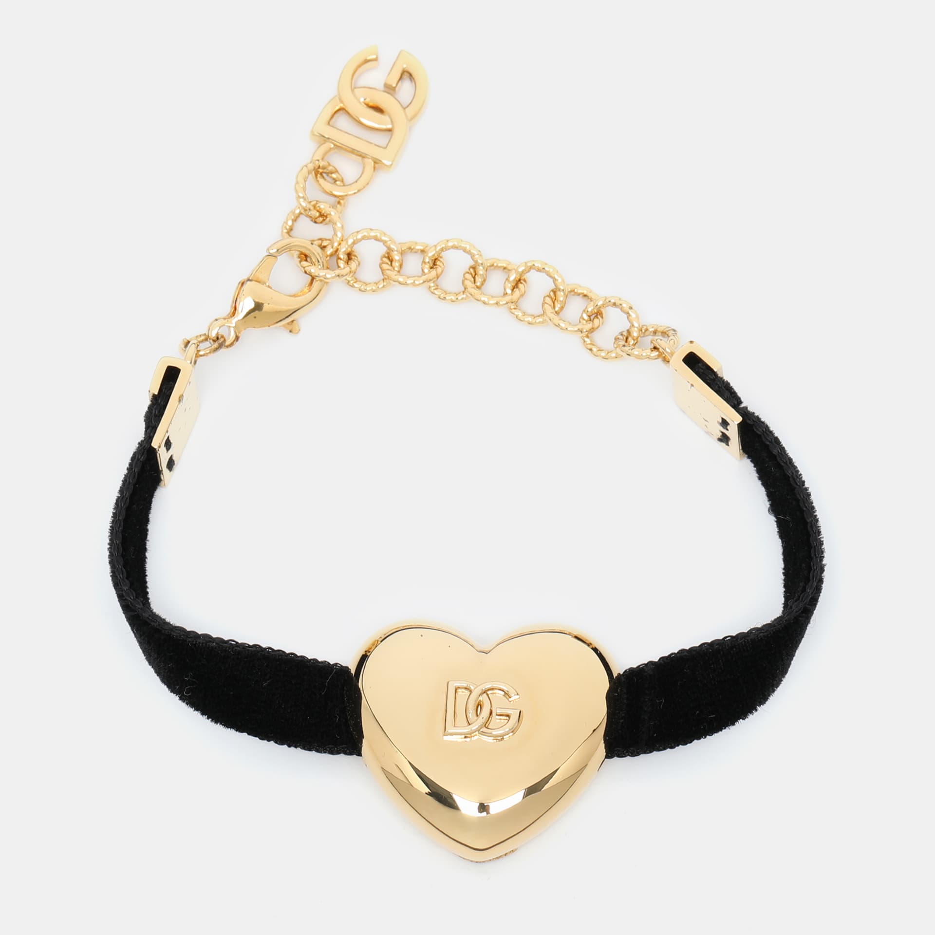 Dolce & Gabbana Black Velvet DG Heart Bracelet
