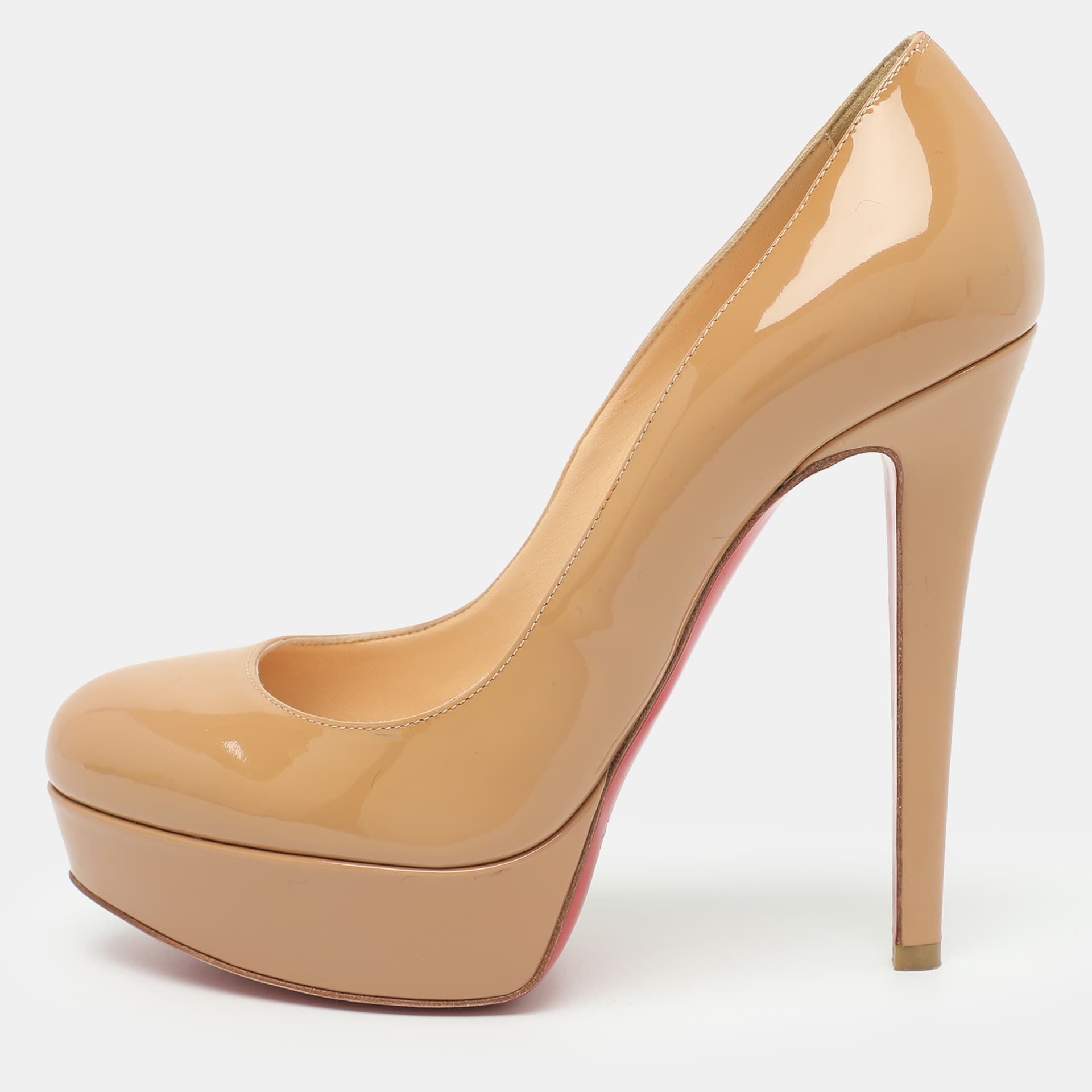 Christian Louboutin Bianca Size 36 Beige Patent Leather Platform Pumps