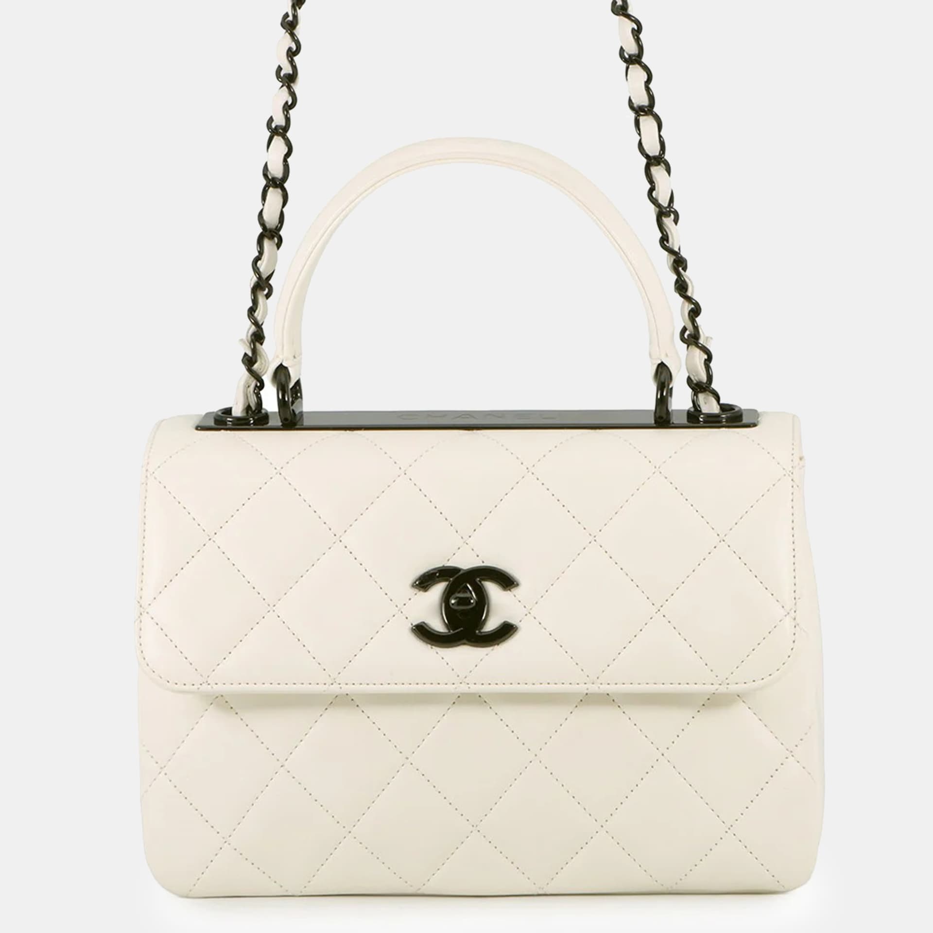 Chanel Trendy Cc 2Way Handbag White Lambskin