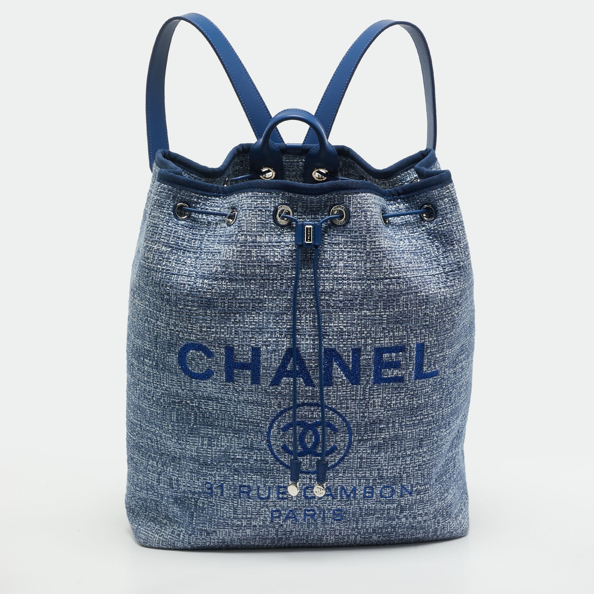 Chanel Deauville Blue Tweed Backpack