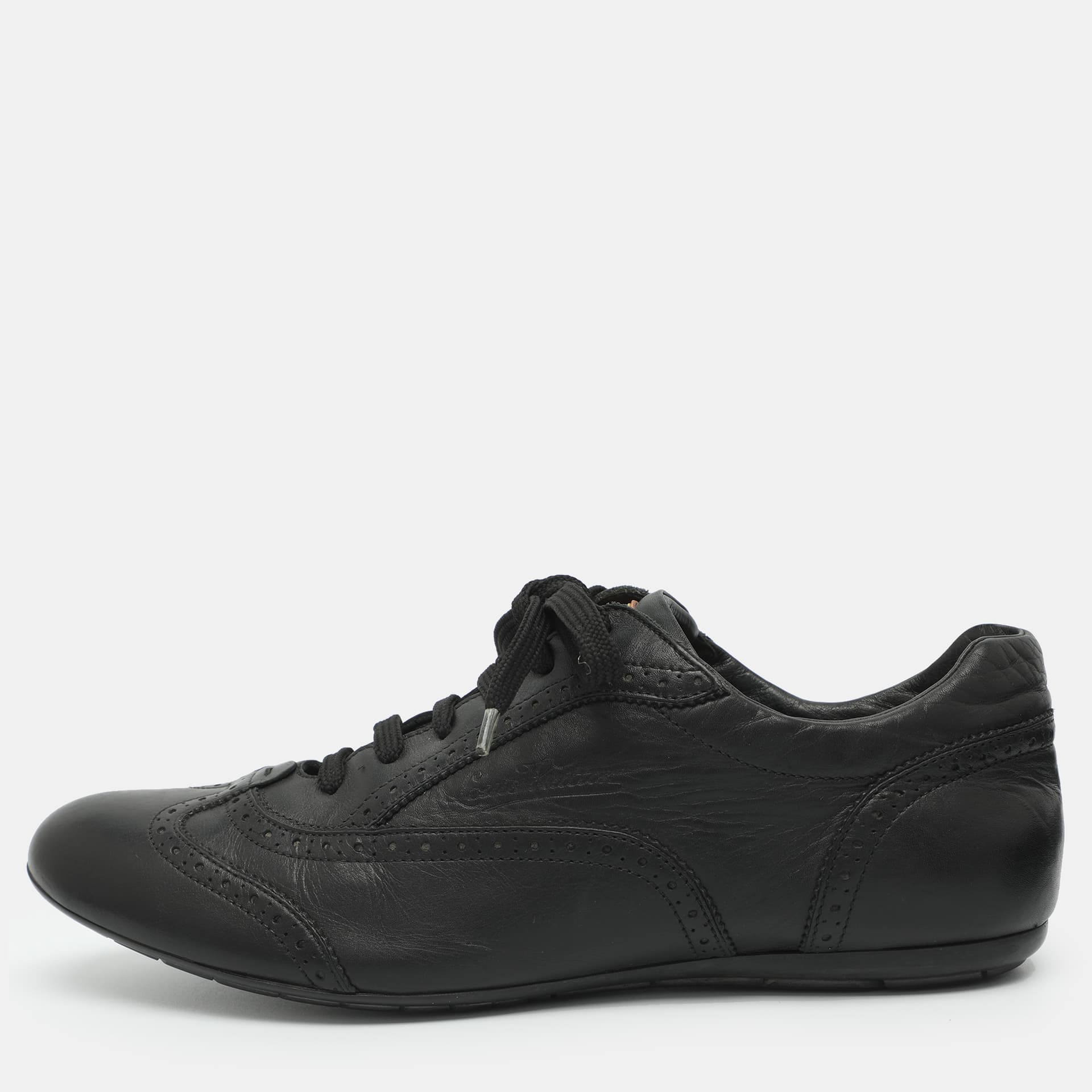 Louis Vuitton Size 42 Black Leather Brogues Low Top Sneakers