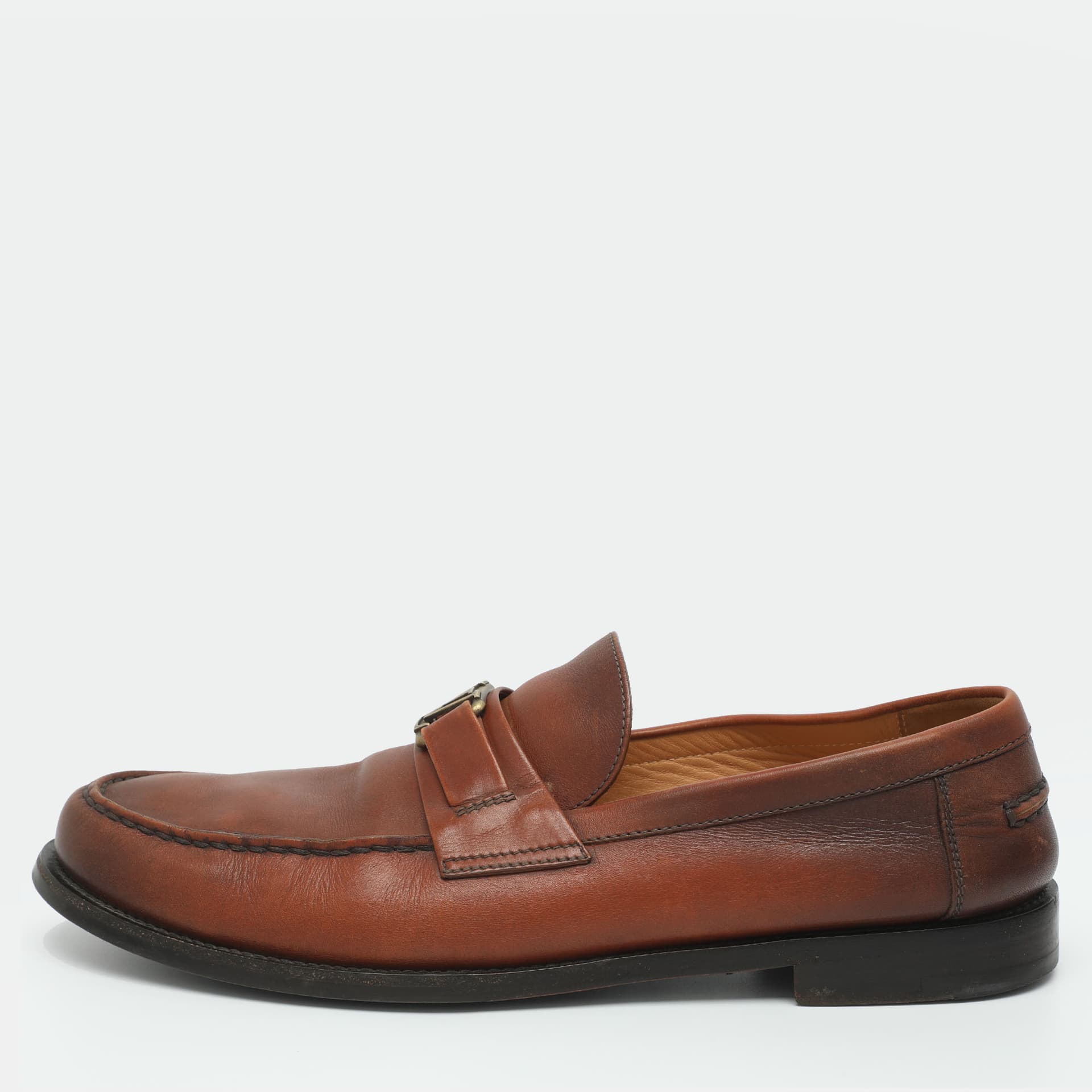 Louis Vuitton Major Size 44 Brown Leather Loafers