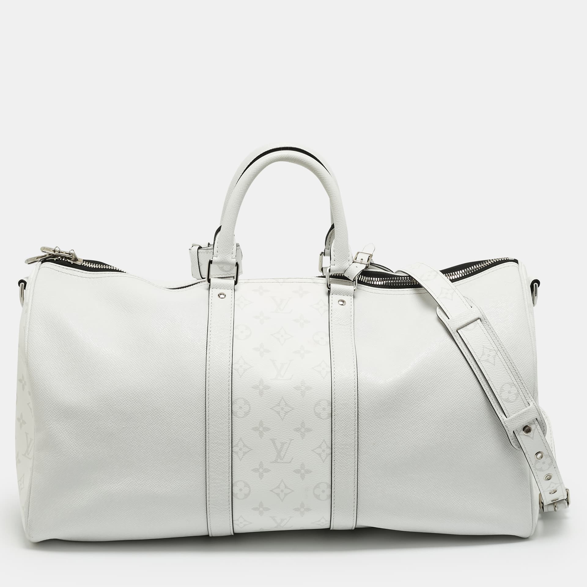 Louis Vuitton Keepall Bandouliere 50 White Taigarama Bag