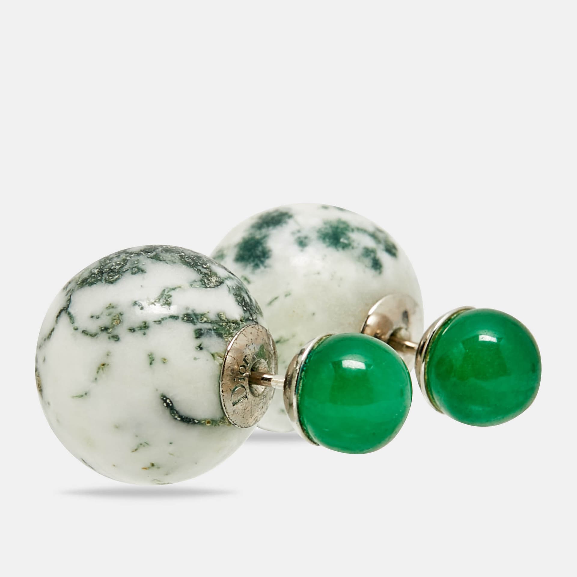DiorMise en Tribale Moss Agate Dyed Quartzite Silver Tone Earrings
