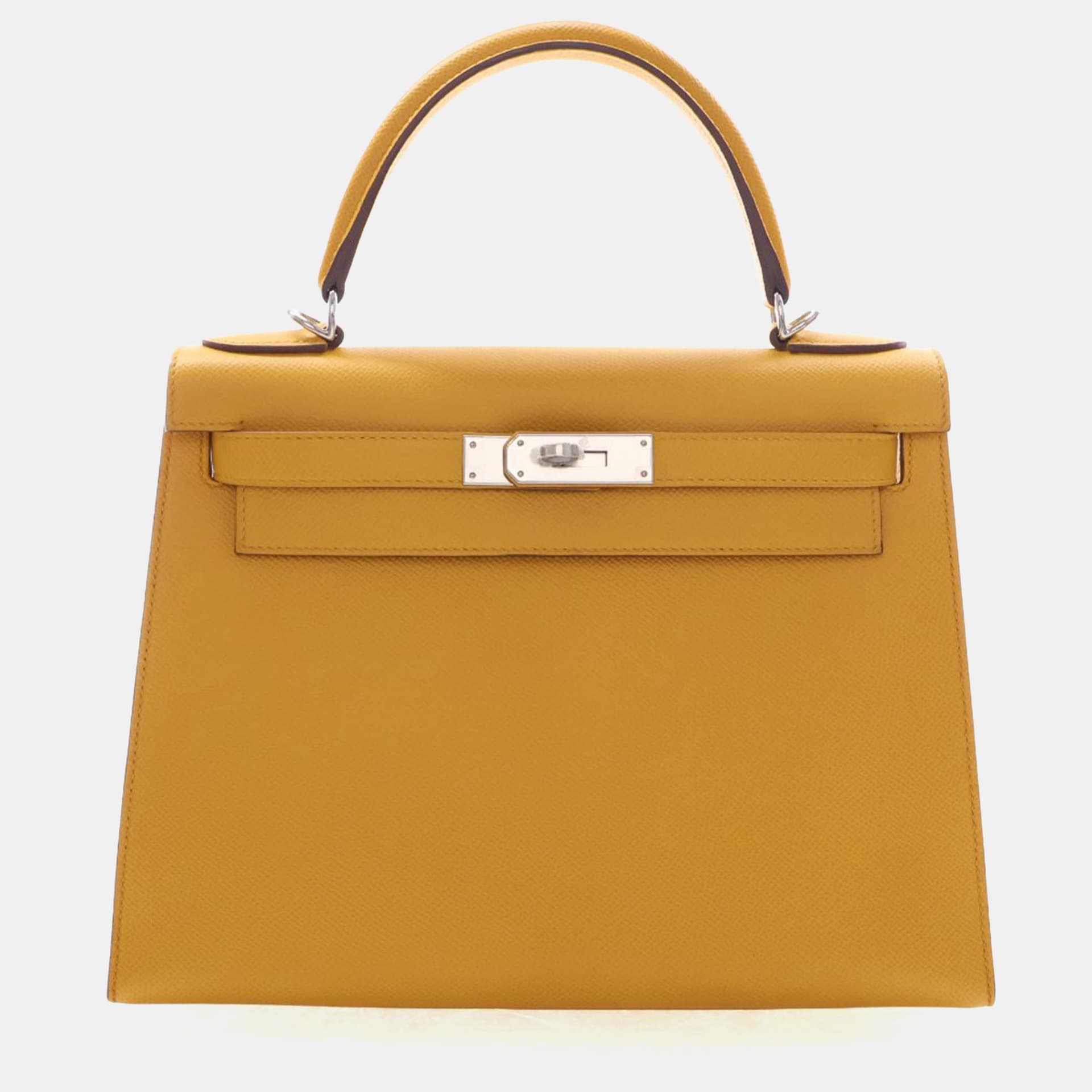 Hermes Kelly 28 Jaune Ambre Epsom Leather Sellier Top Handle Bag