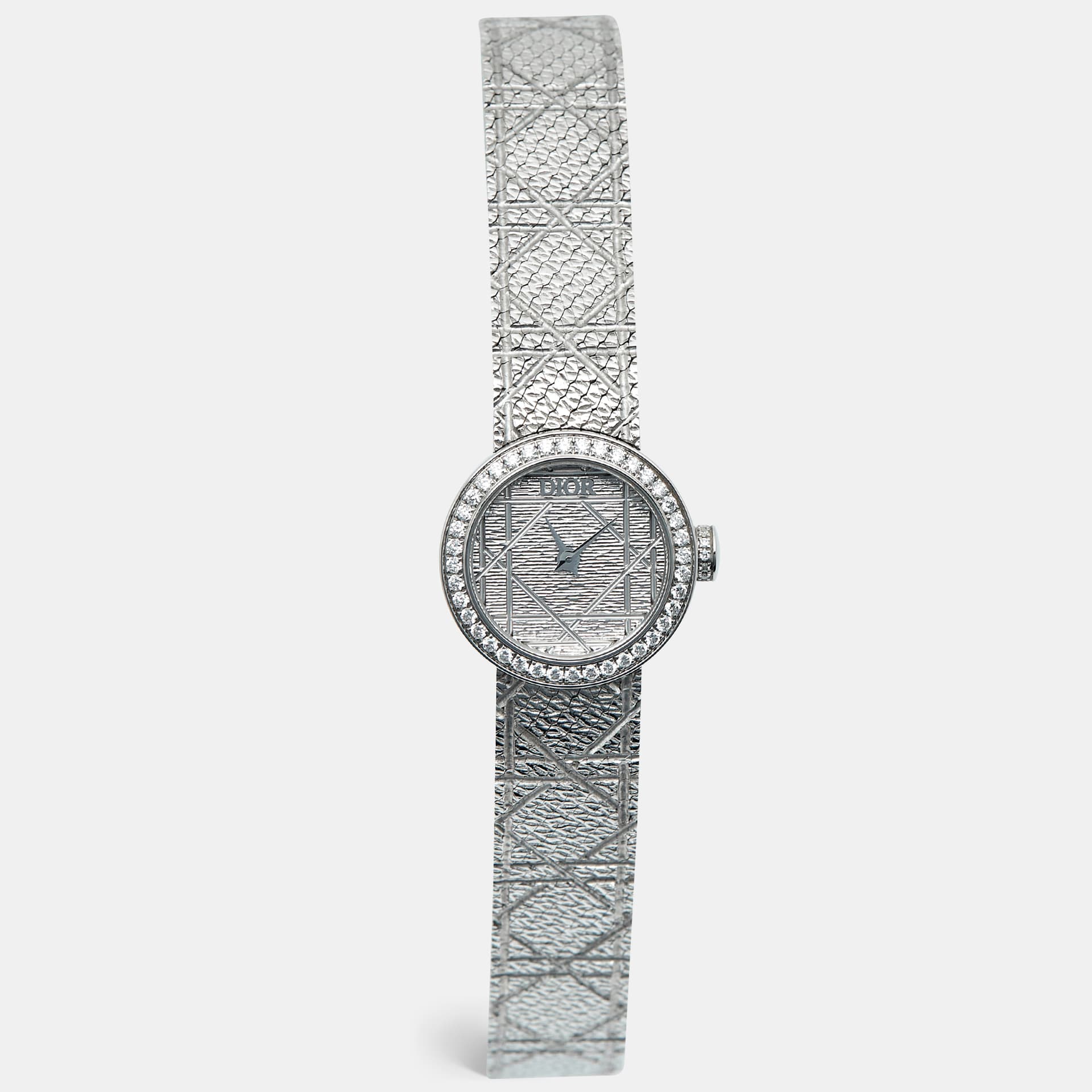 Dior La Mini D My Dior CD04011X1247 Silver Dial Stainless Steel Diamond Women's Wristwatch 19 mm