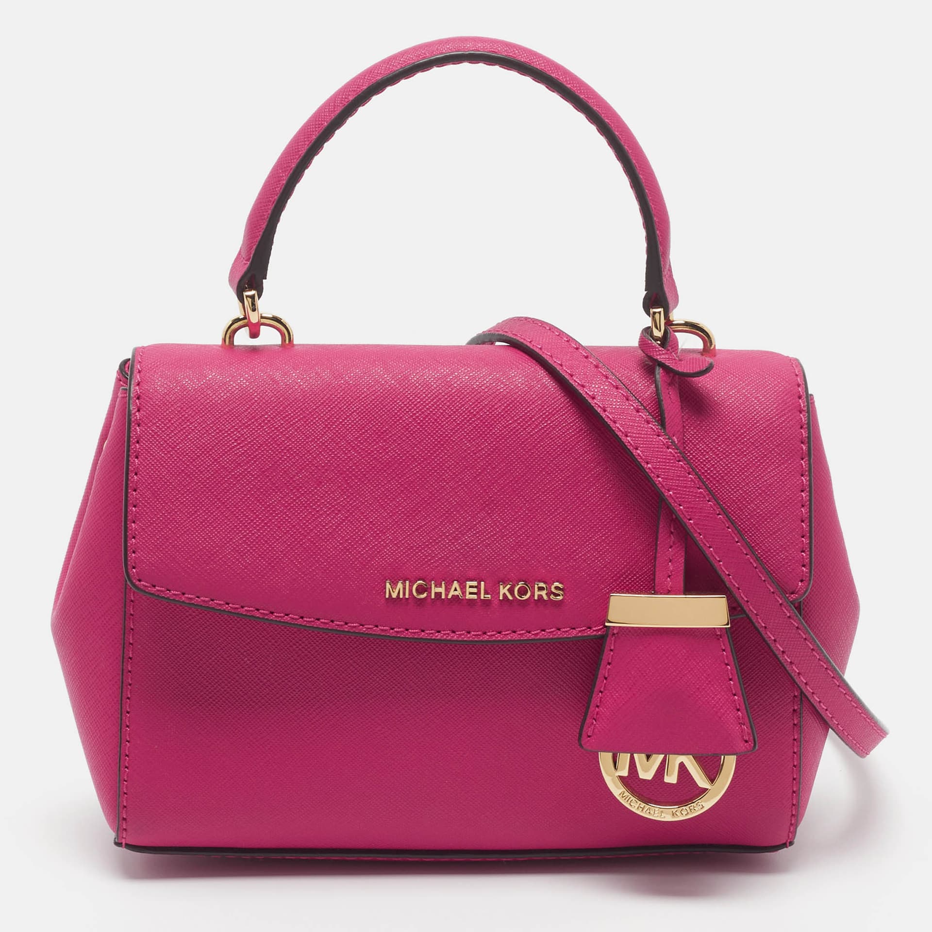 Michael Kors Ava Mini Fuchsia Saffiano Leather Top Handle Bag