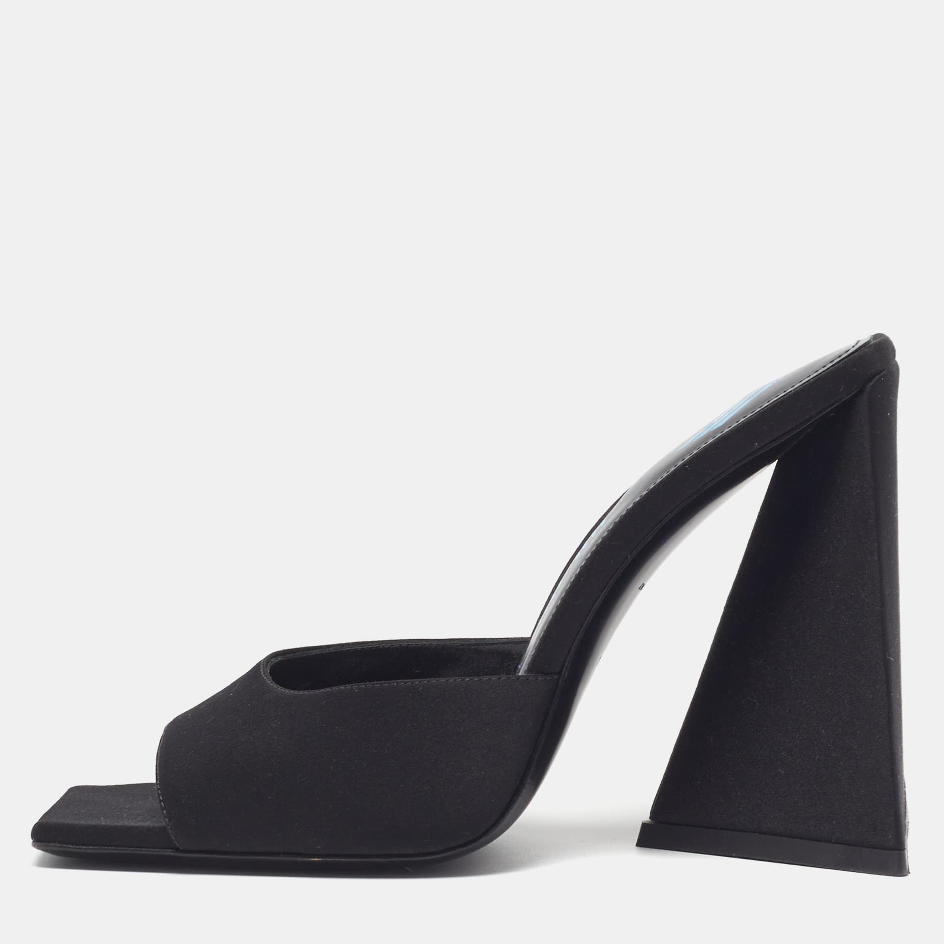 The Attico Devon Size 37 Black Satin Slide Sandals