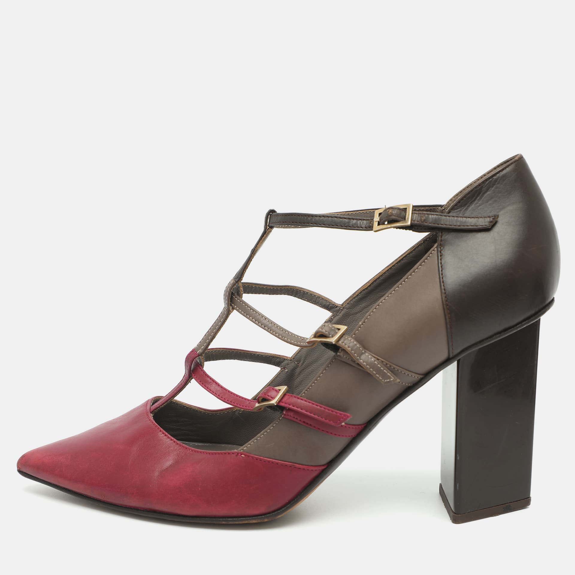 Jimmy Choo Size 38 Multicolor Leather Strappy Pumps