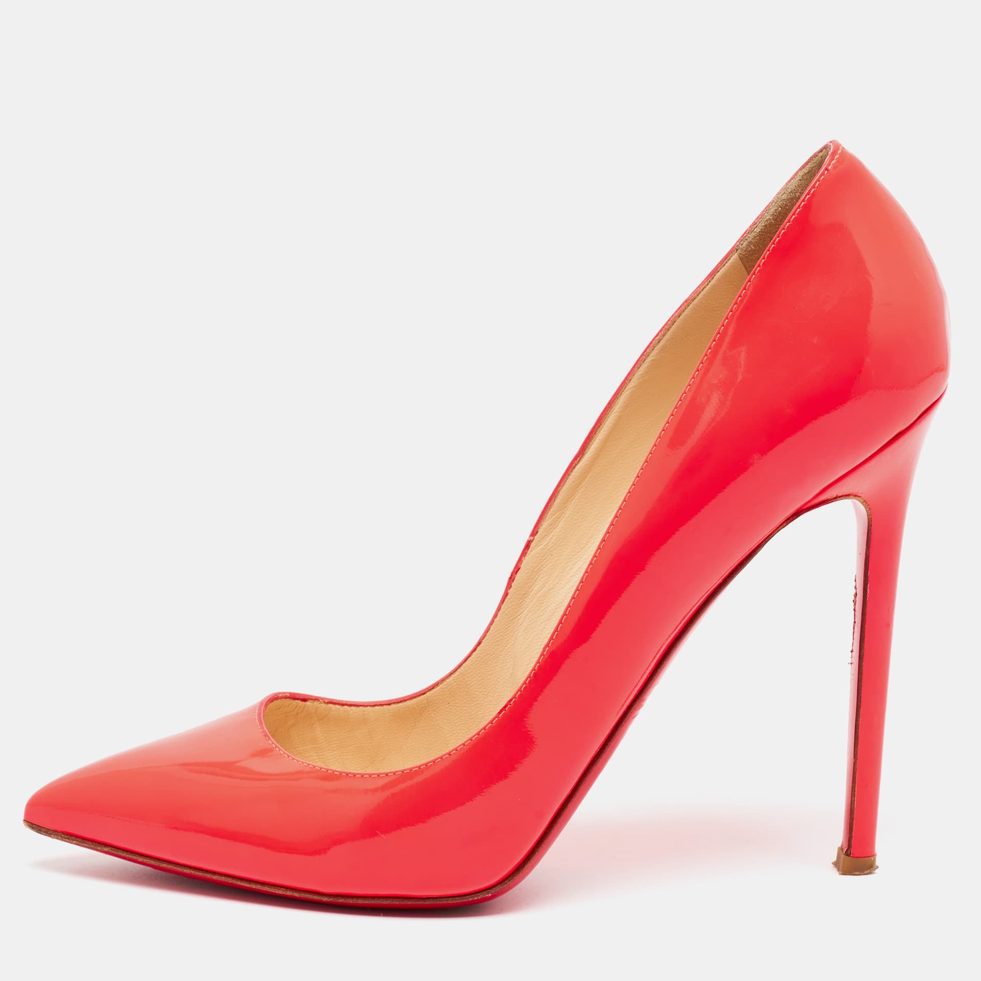 Christian Louboutin So Kate Size 40.5 Neon Coral Patent Leather Pumps