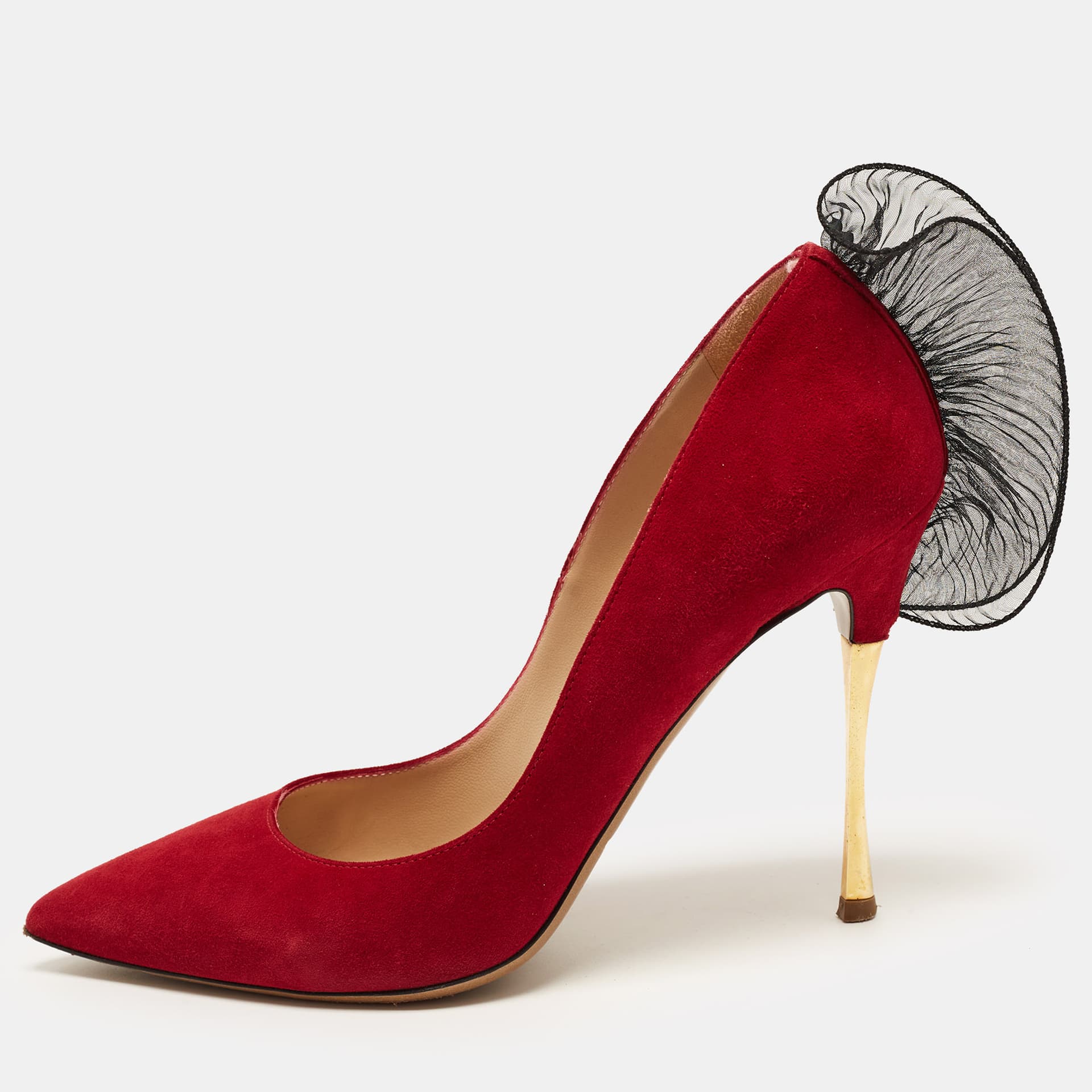 Nicholas Kirkwood Size 38 Red Suede Pointed Toe Pumps