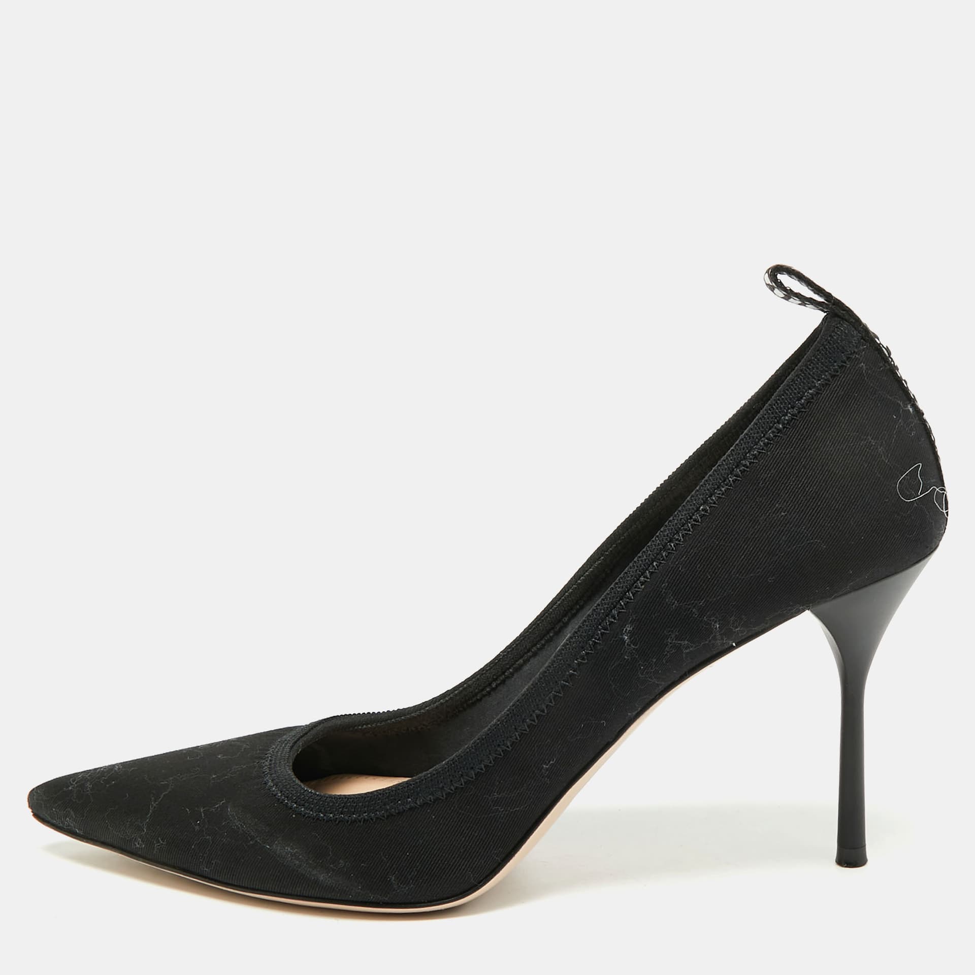 Miu Miu Size 39 Black Fabric Pointed Toe Pumps