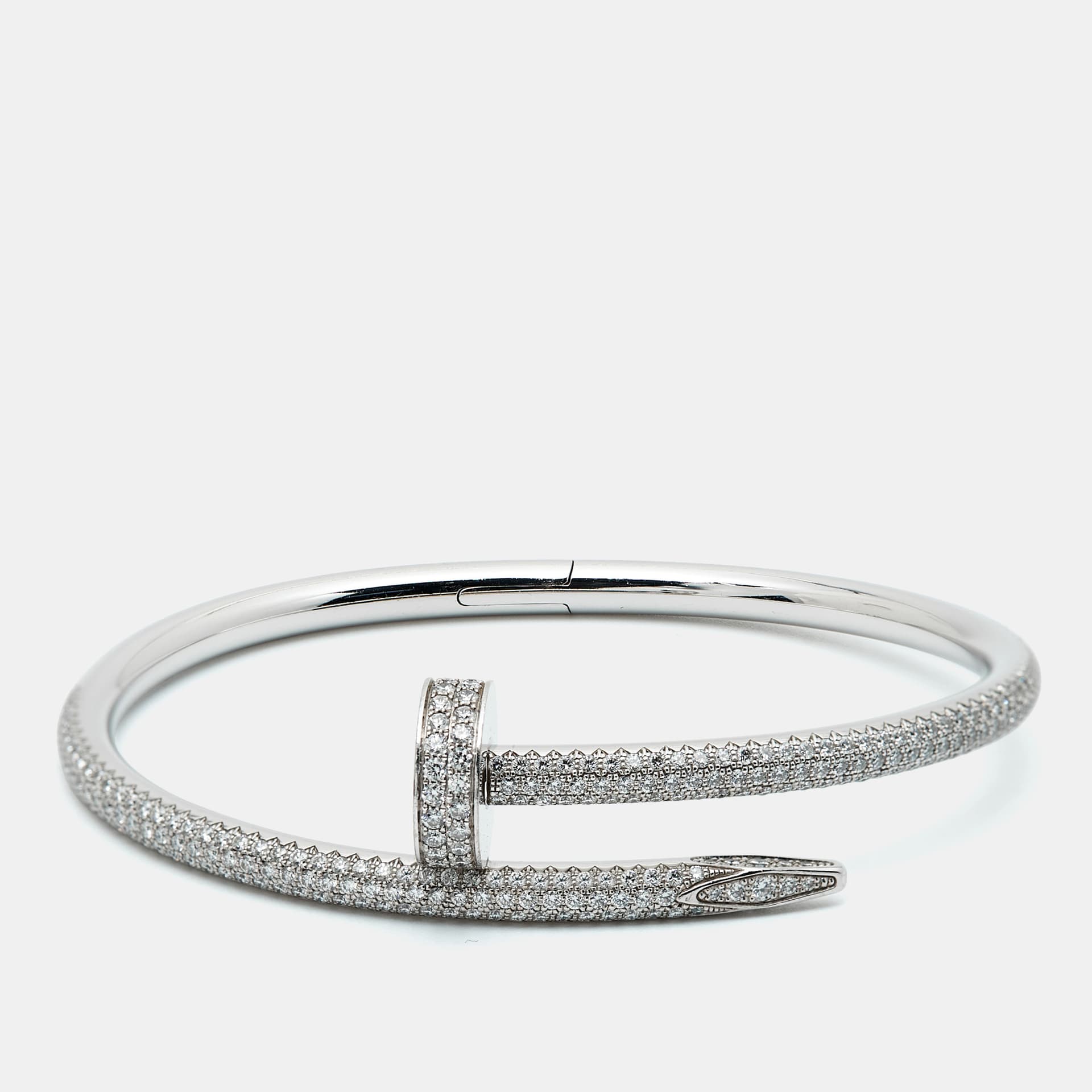Cartier Juste Un Clou Diamond 18k White Gold Bangle Bracelet 15