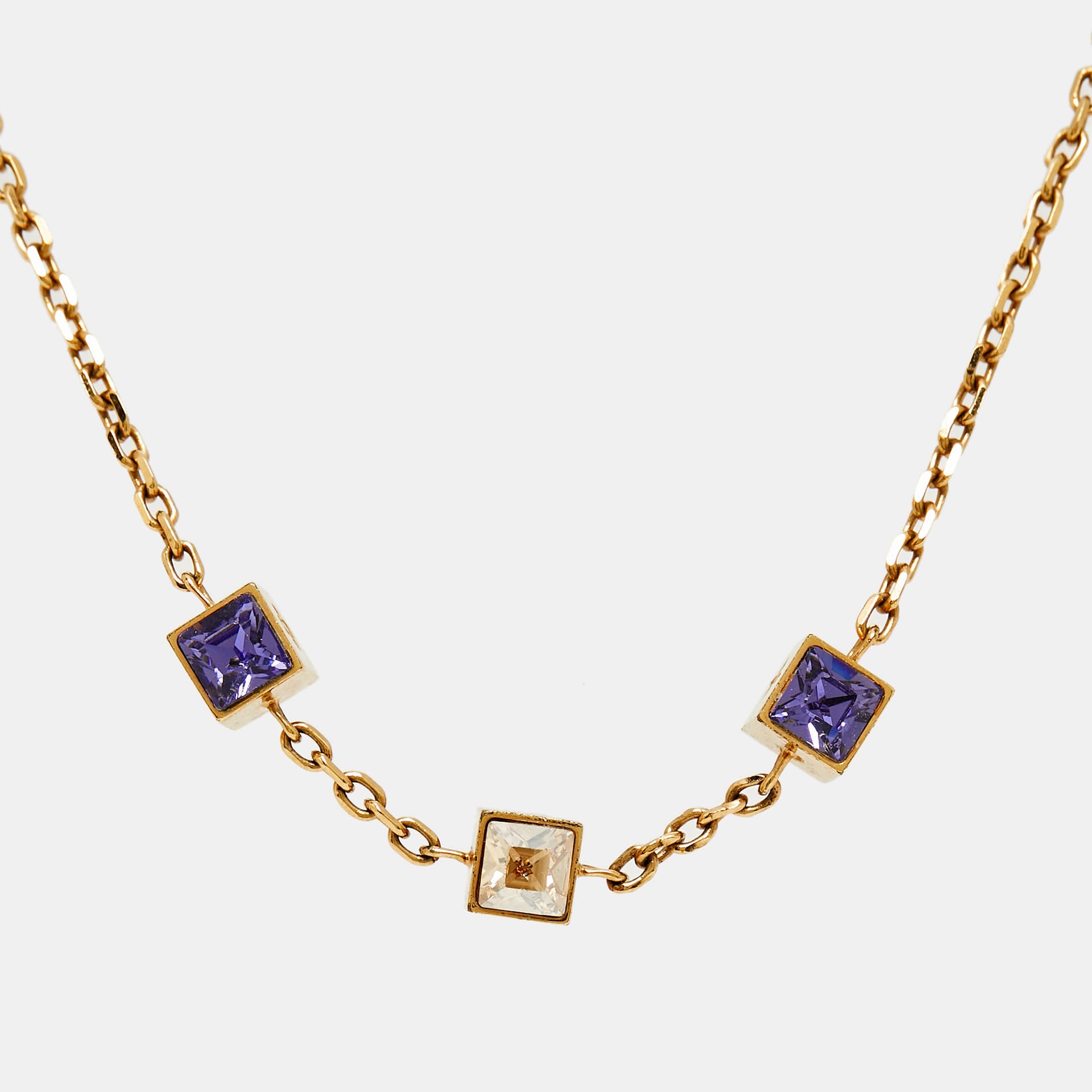 Louis Vuitton Gamble Crystals Gold Tone Necklace