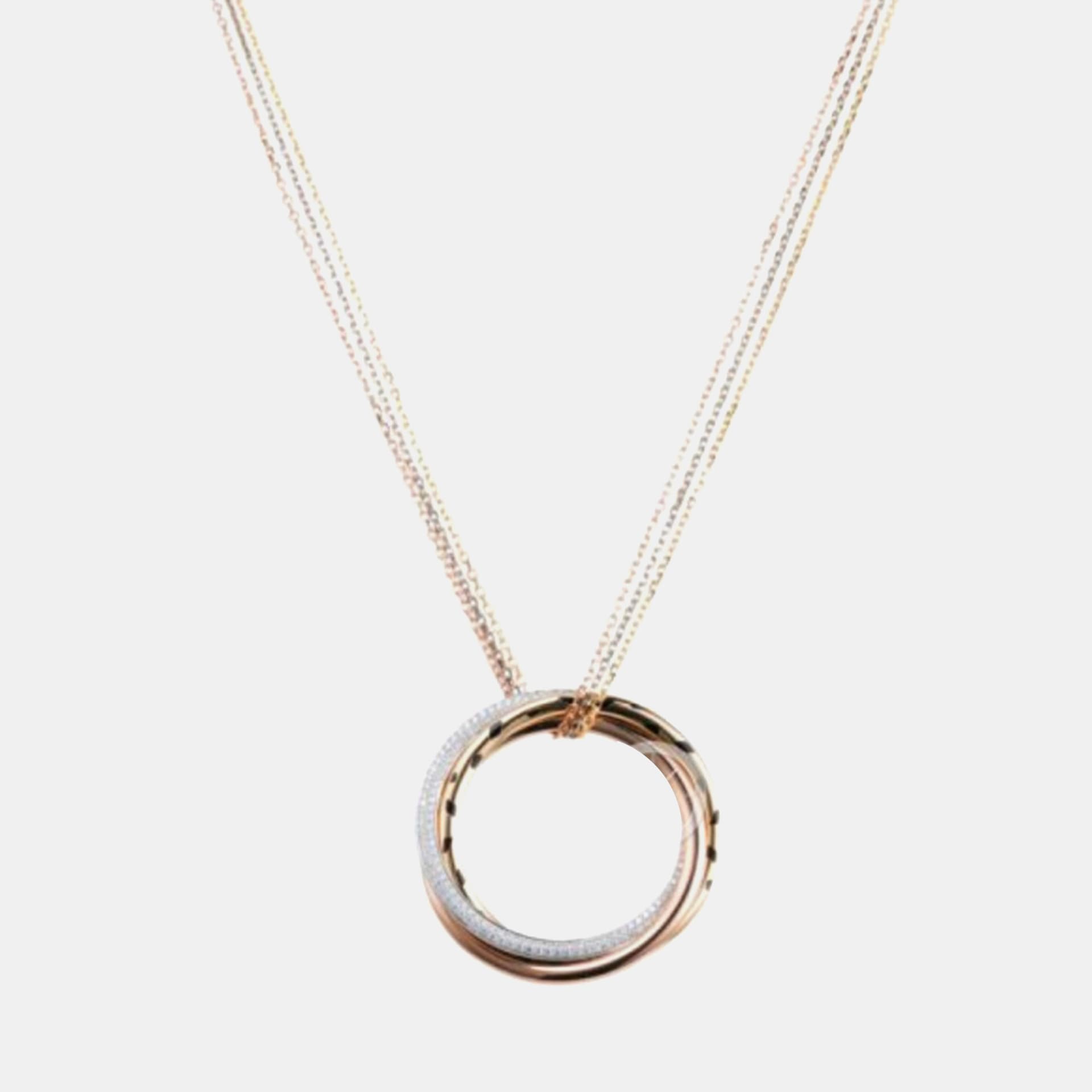 Cartier Diamond Trinity de Cartier 18K Rose, White, Yellow Gold Necklace
