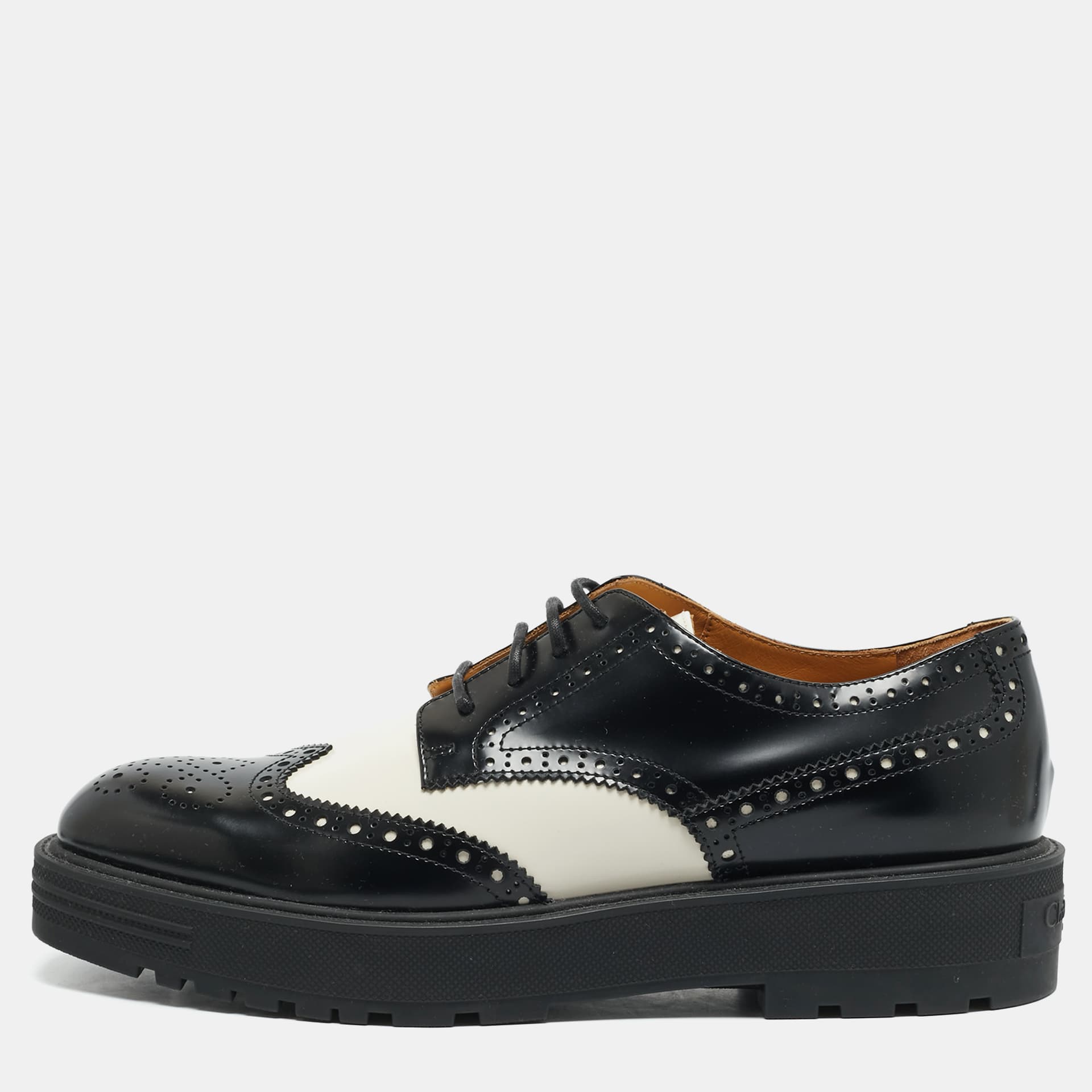 Dior Teddy-D Size 39 Black/White Leather Derby