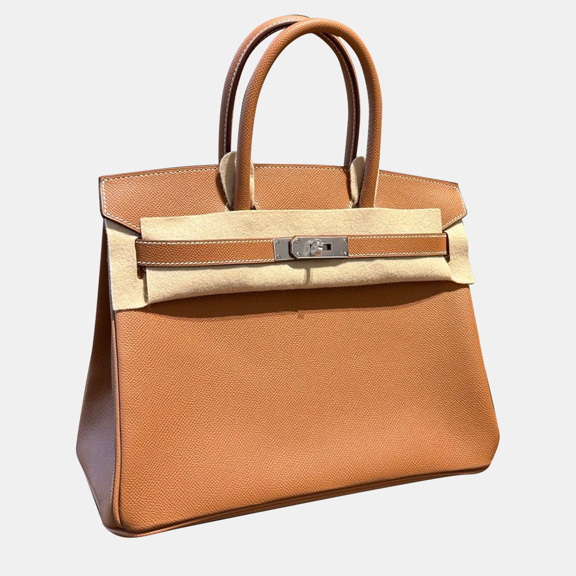 Hermes Birkin 30 Gold Epsom Leather Top Handle Bag