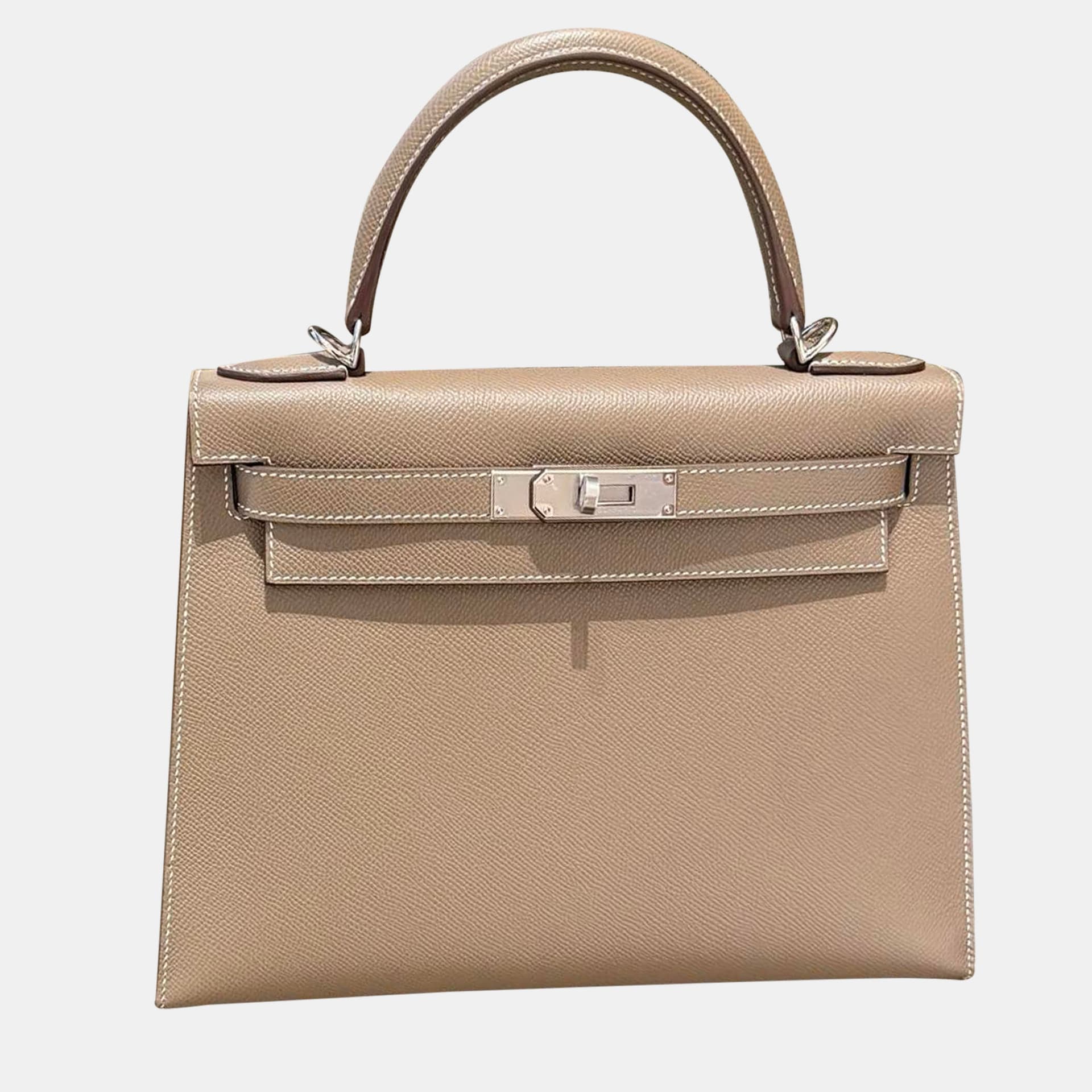 Hermes Kelly 28 Etoupe Epsom Leather Top Handle Bag