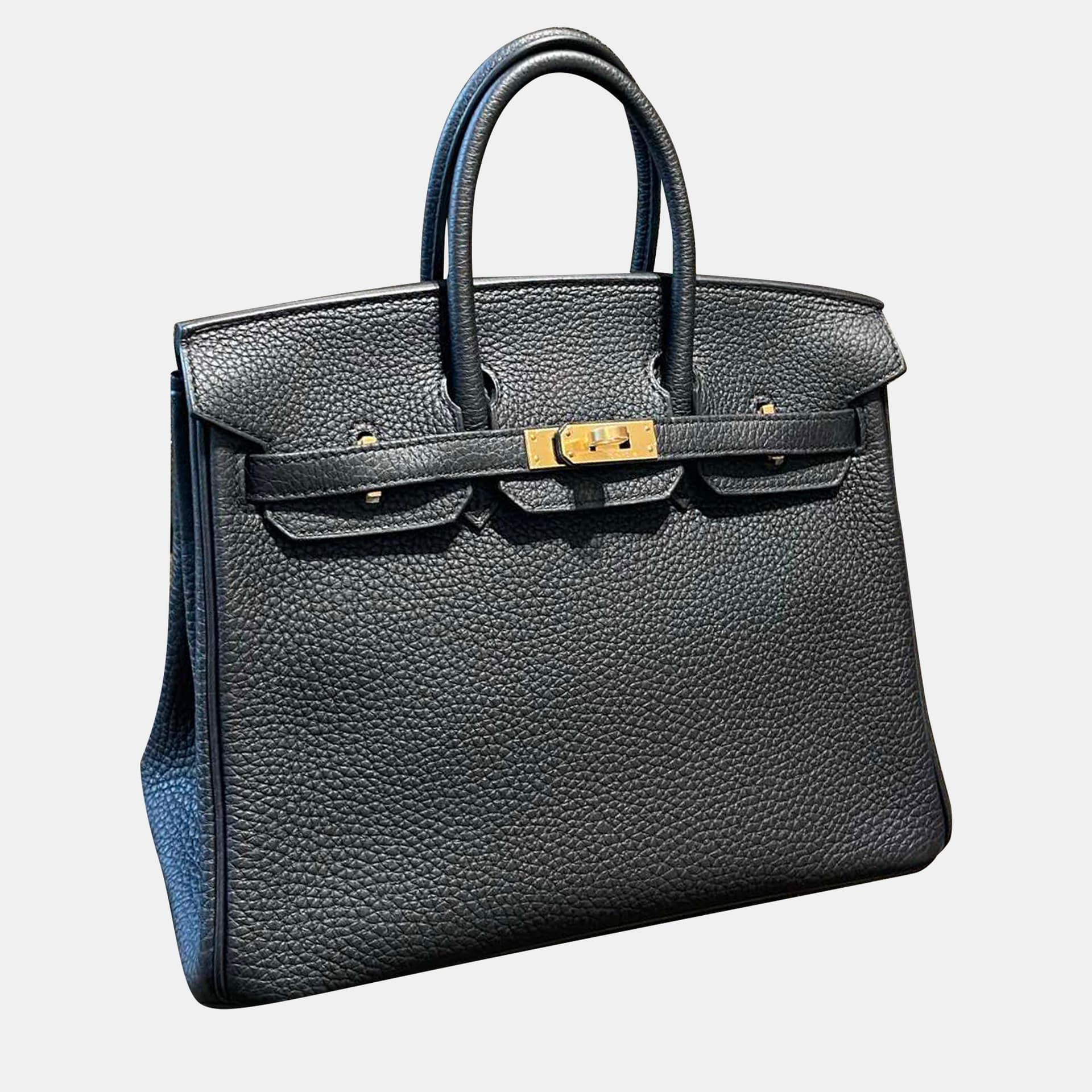 Hermes Birkin 25 Black Togo Calfskin Leather Top Handle Bag