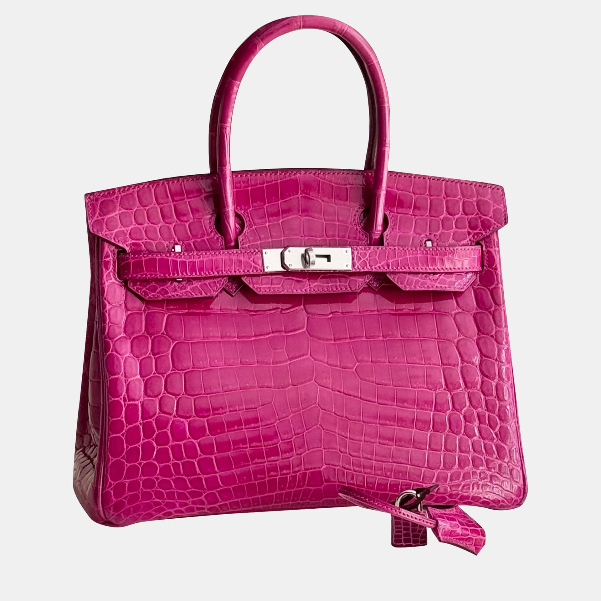 Hermes Birkin 30 Scheherazade Shiny Crocodile Tote Handbag