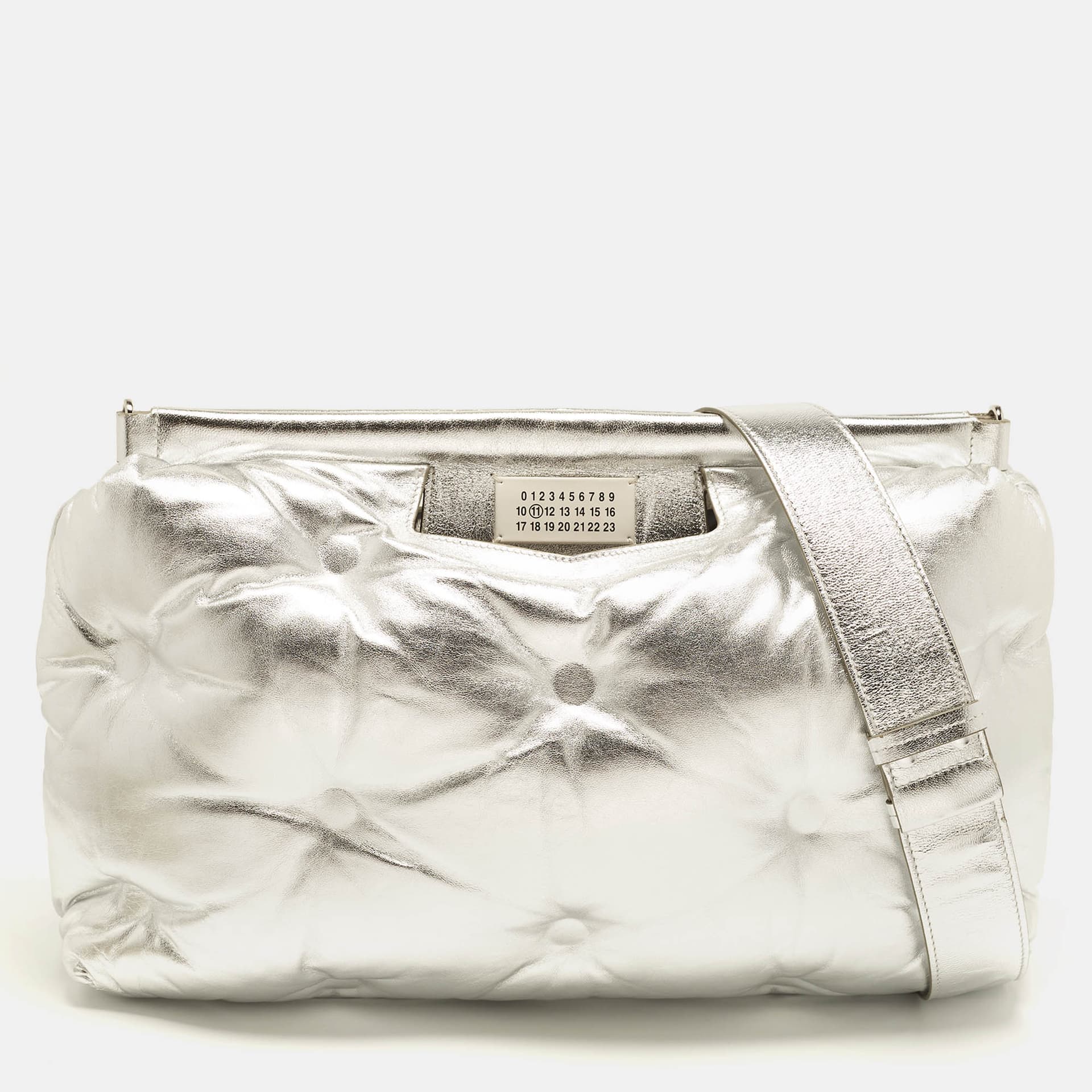 Maison Martin Margiela Glam Slam Classic Large Silver Leather Shoulder Bag