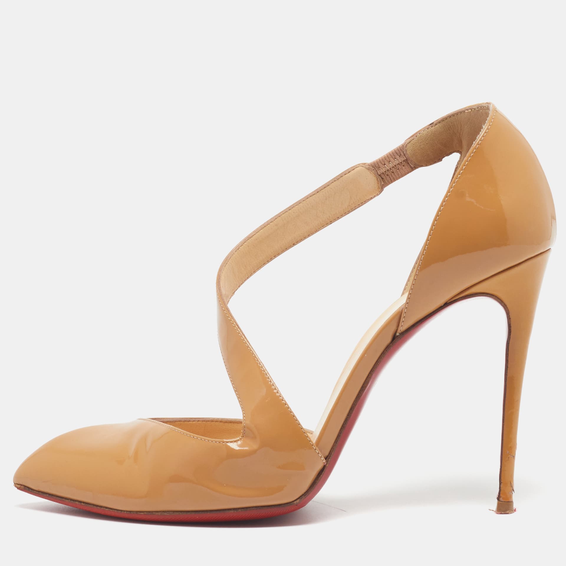 Christian Louboutin Jumping Size 37.5 Beige Patent Leather D'orsay Pumps