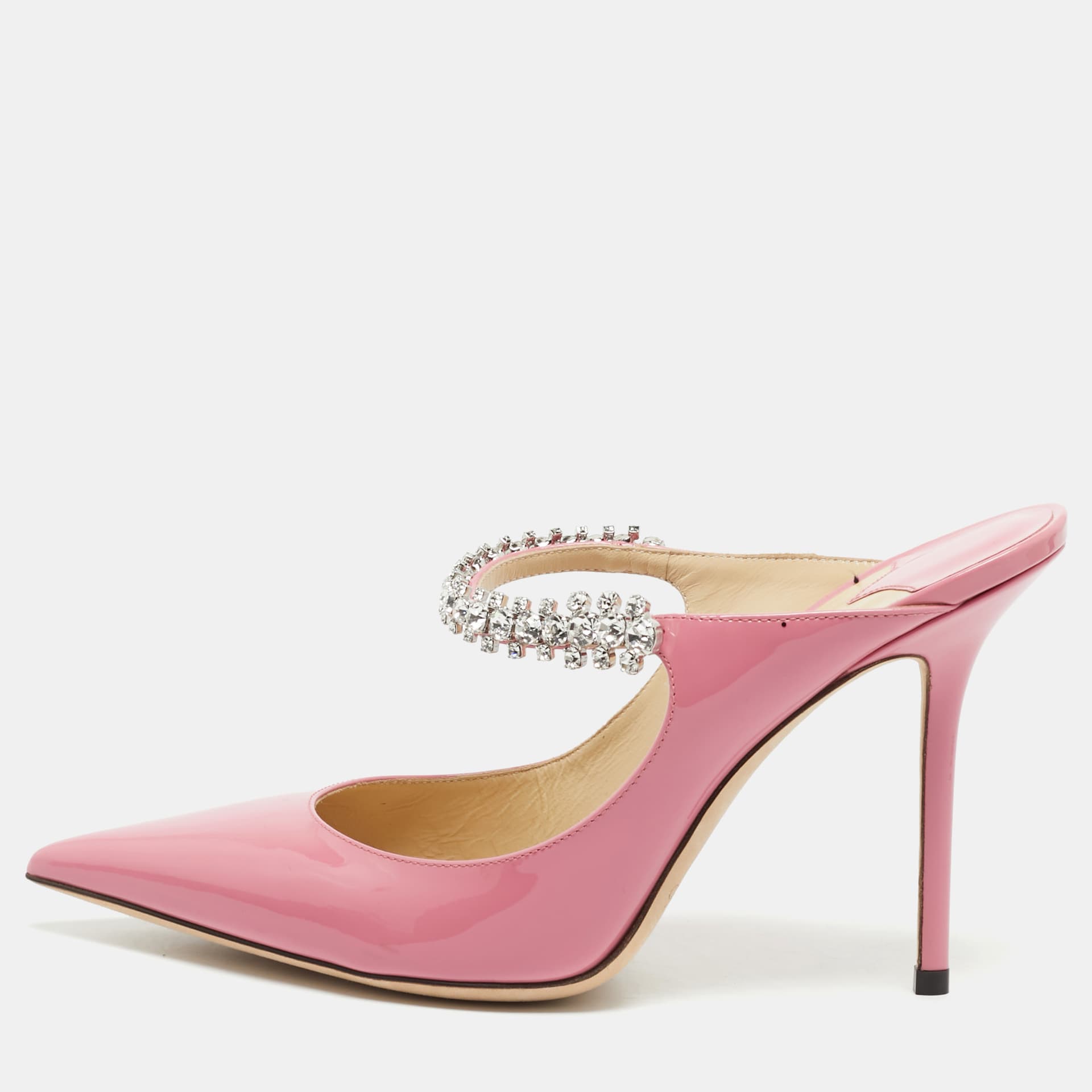 Jimmy Choo Bing Size 40.5 Pink Patent Leather Mules