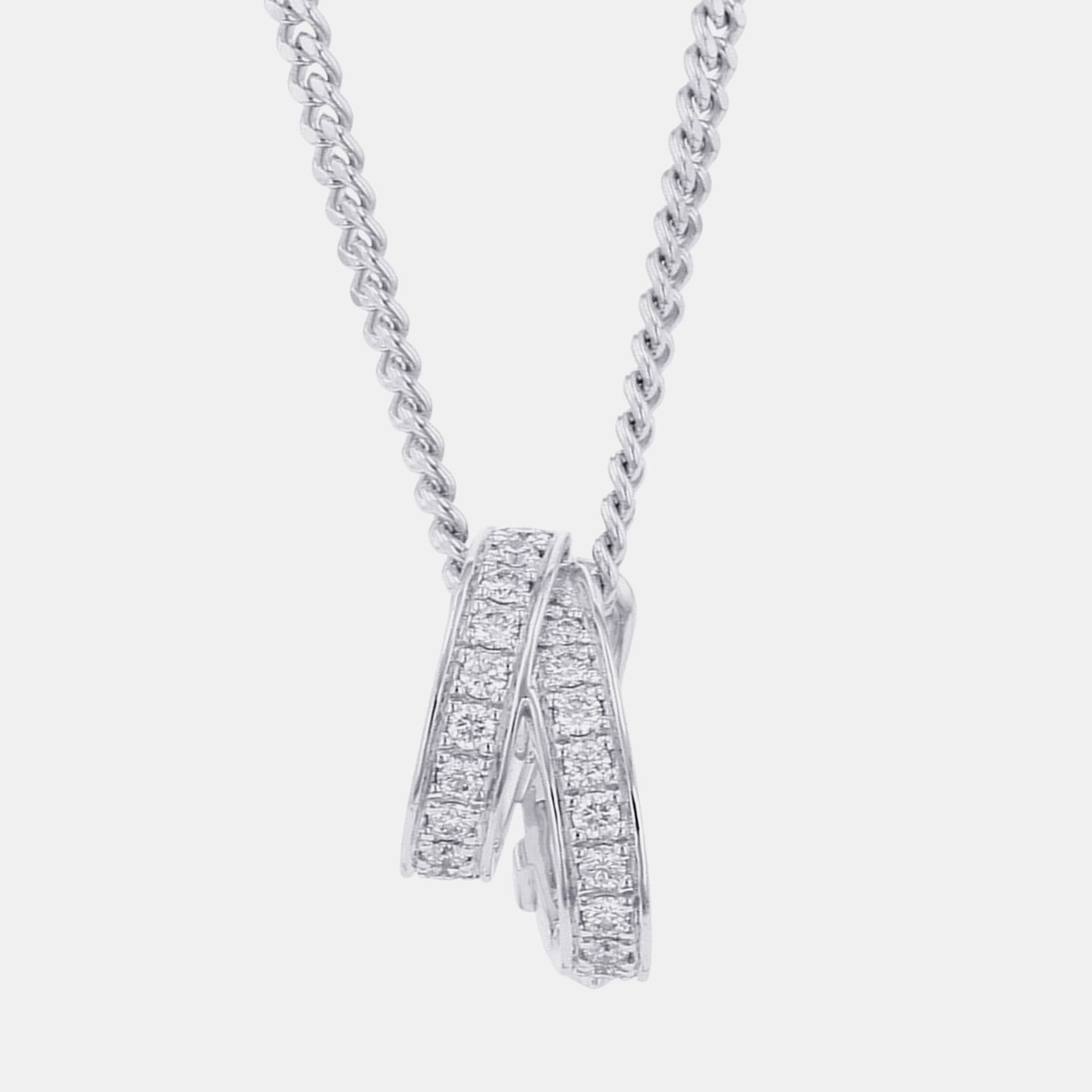 Hermes Etriviere H124208B 18k White Gold Diamond Women's Pendant Necklace