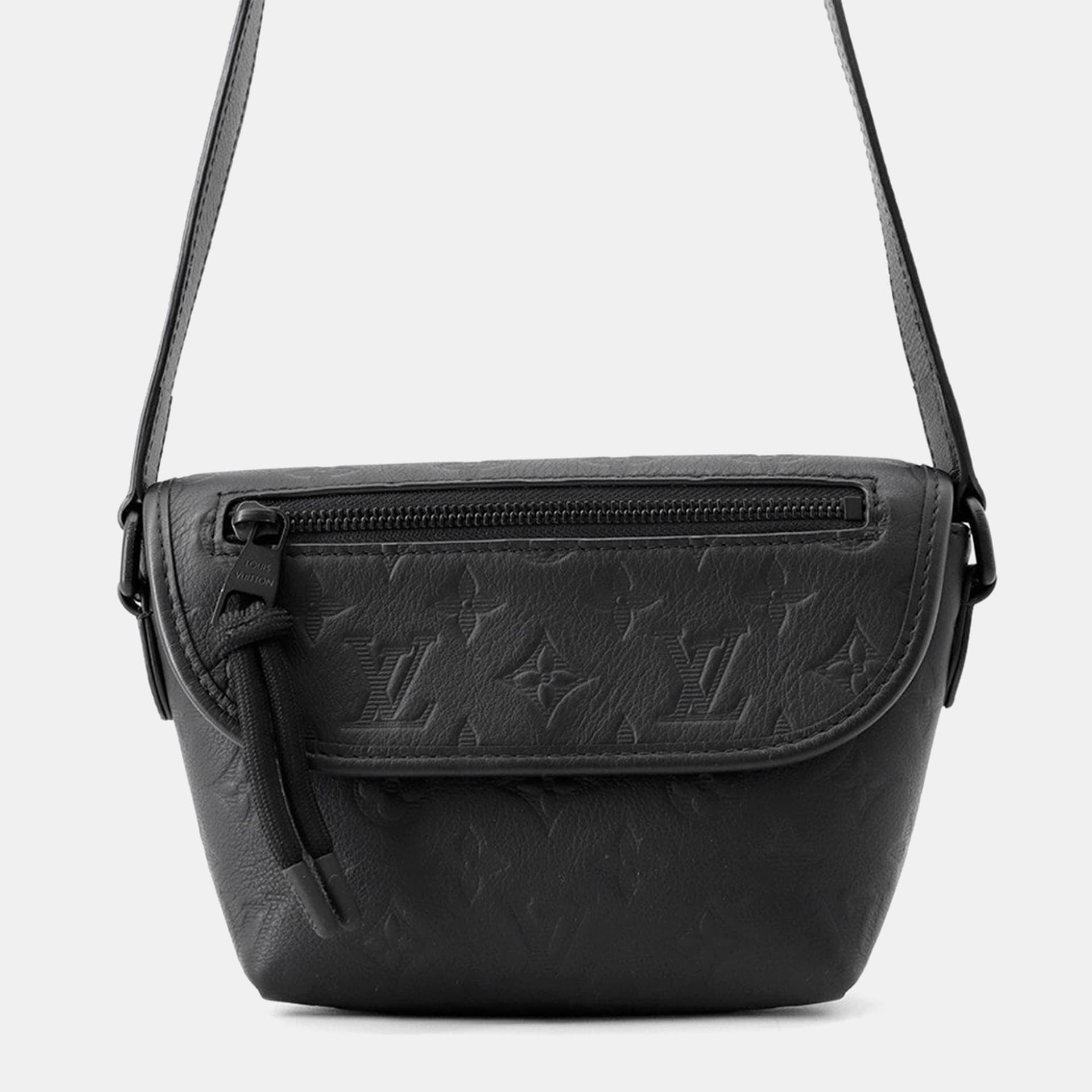 Louis Vuitton Pulse Wearable Wallet Black Monogram Shadow Embossed Cowhide Leather Crossbody Bag
