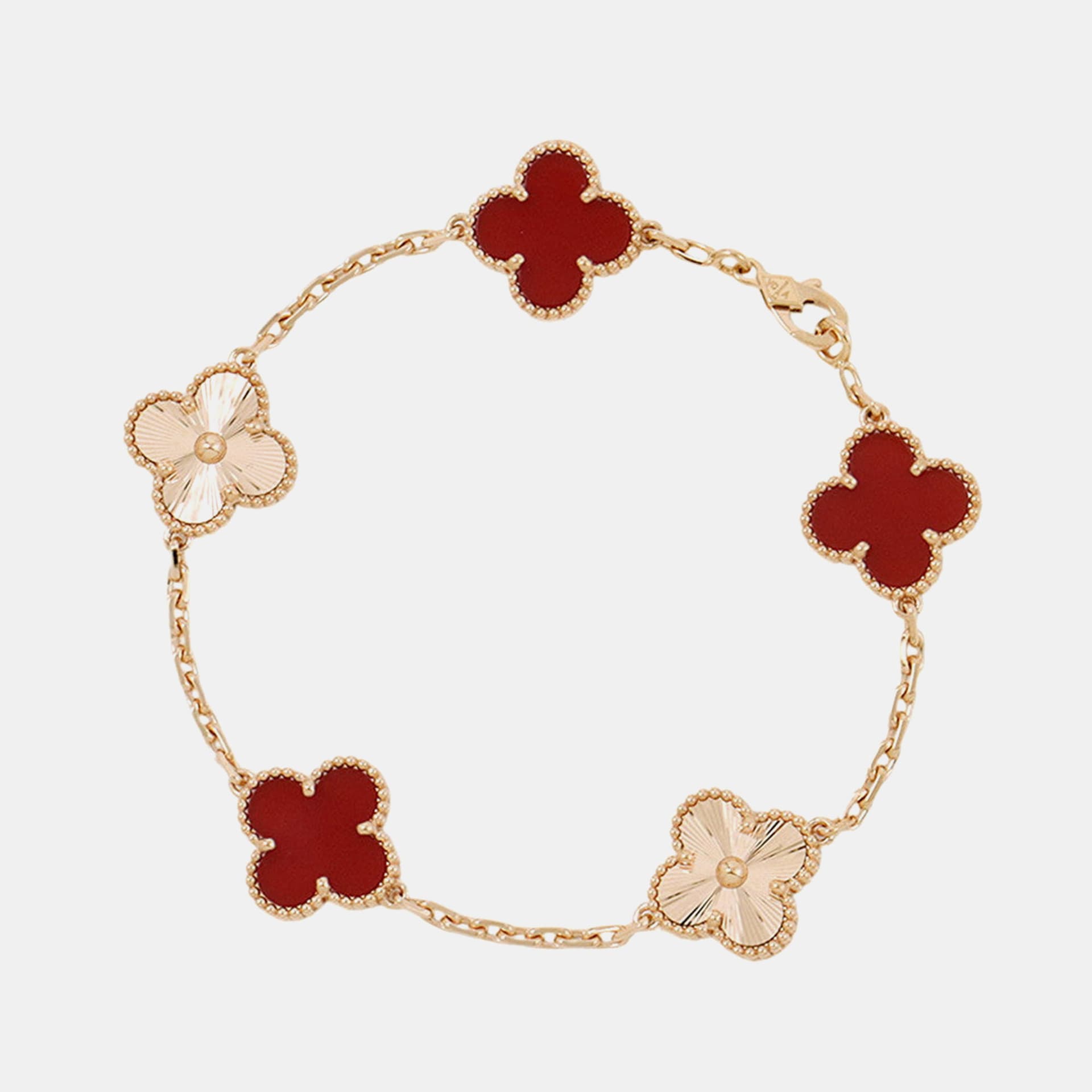 Van Cleef & Arpels Vintage Alhambra 5 Motif 18K Pink Gold Bracelet
