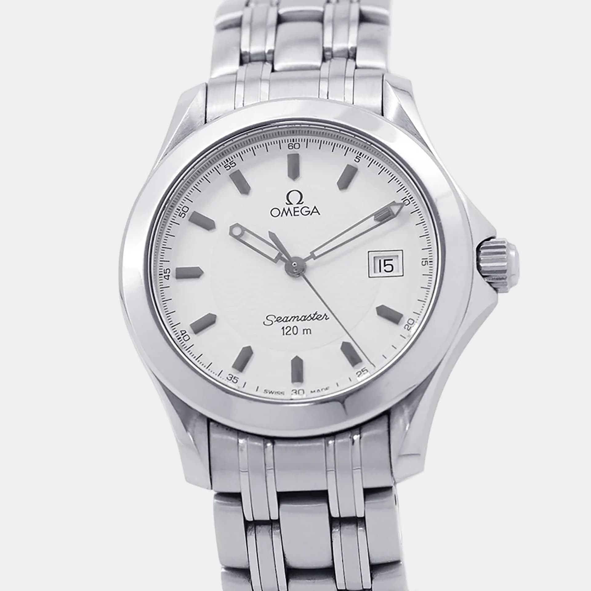 Omega Seamaster 2511.21.00 White Stainless Steel Quartz Men's Wristwatch 36mm