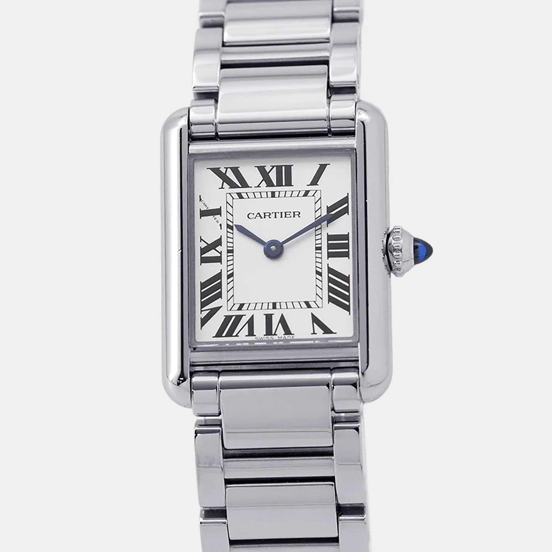 Cartier Tank WSTA0051 White Stainless Steel Women Wristwatch 30mm