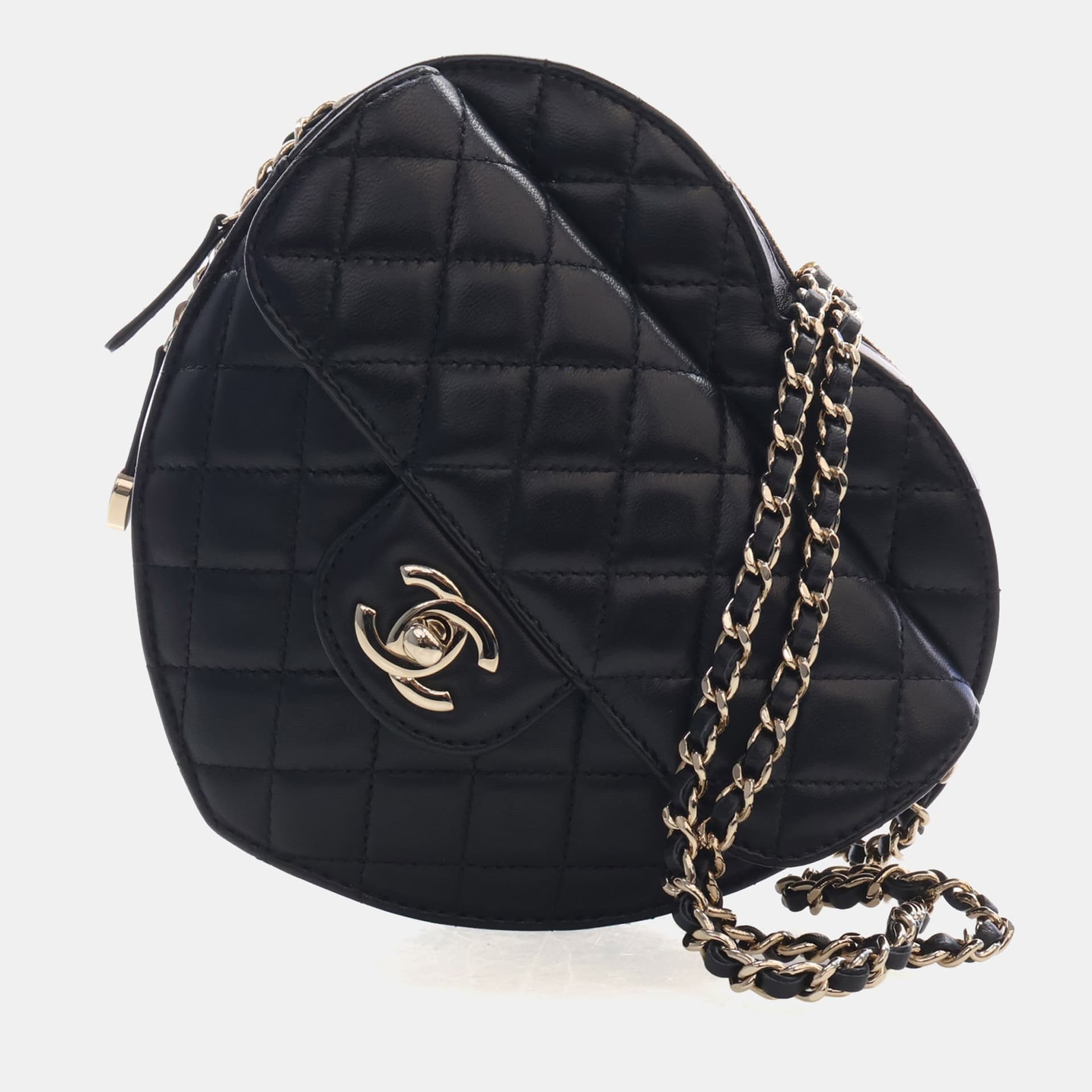Chanel CC In Love Large Black Lambskin Crossbody Bag