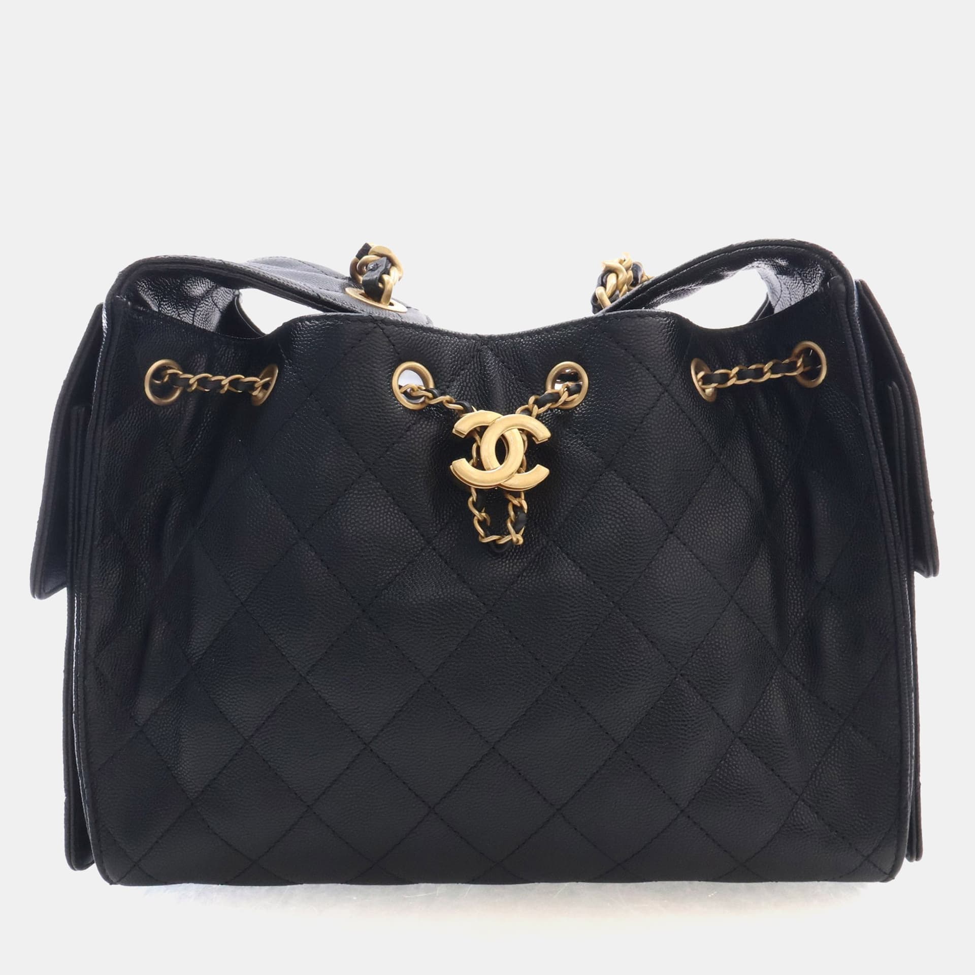 Chanel 25 Small Black Caviar Grained Calfskin Leather Hobo Bag