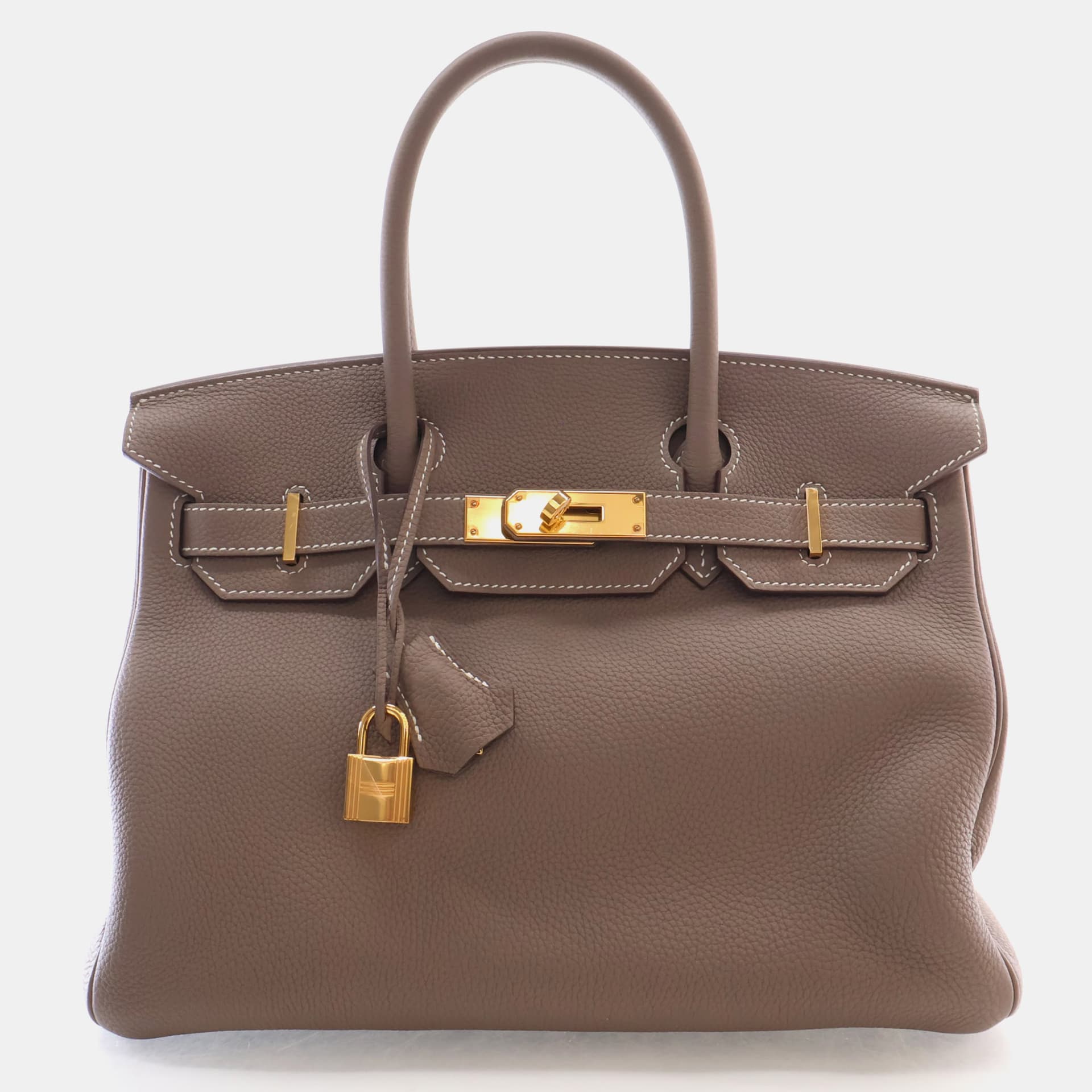Hermes Birkin 30 Etoupe Togo Calfskin Leather Top Handle Bag