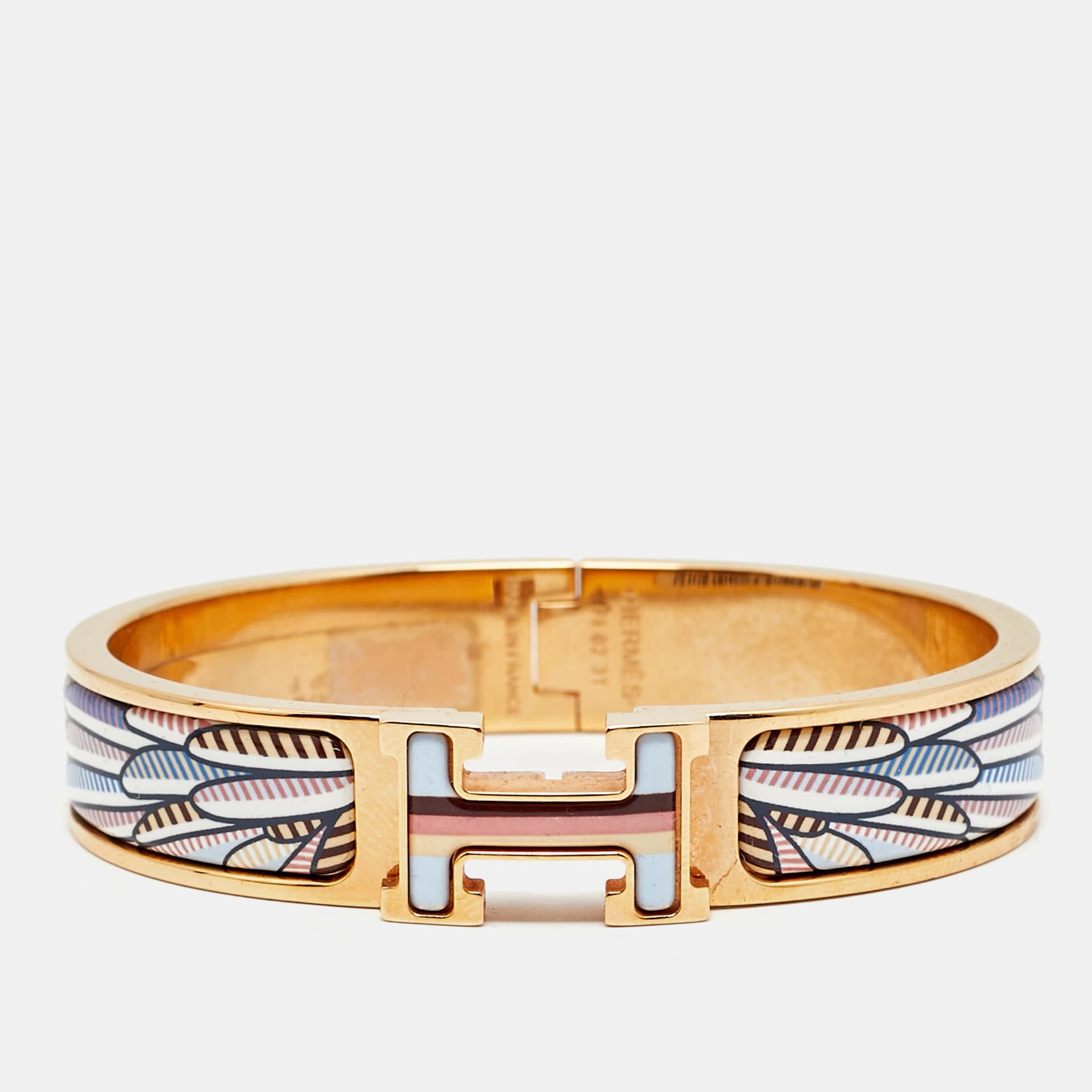 Hermes Clic H Pegase Pop Enamel Rose Gold Plated Bracelet