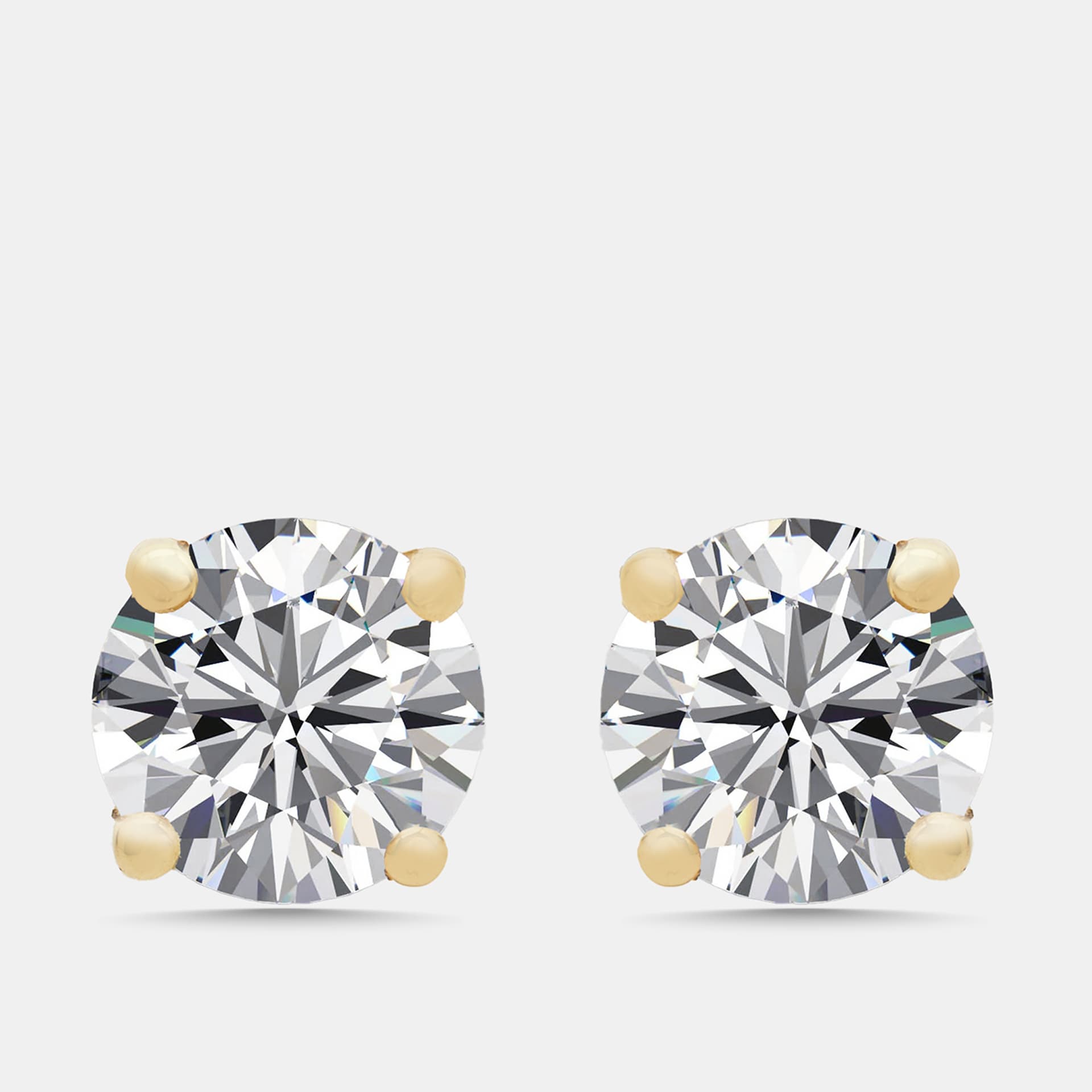 1.00 cts Round Lab Grown Diamond 18k Yellow Gold Earrings