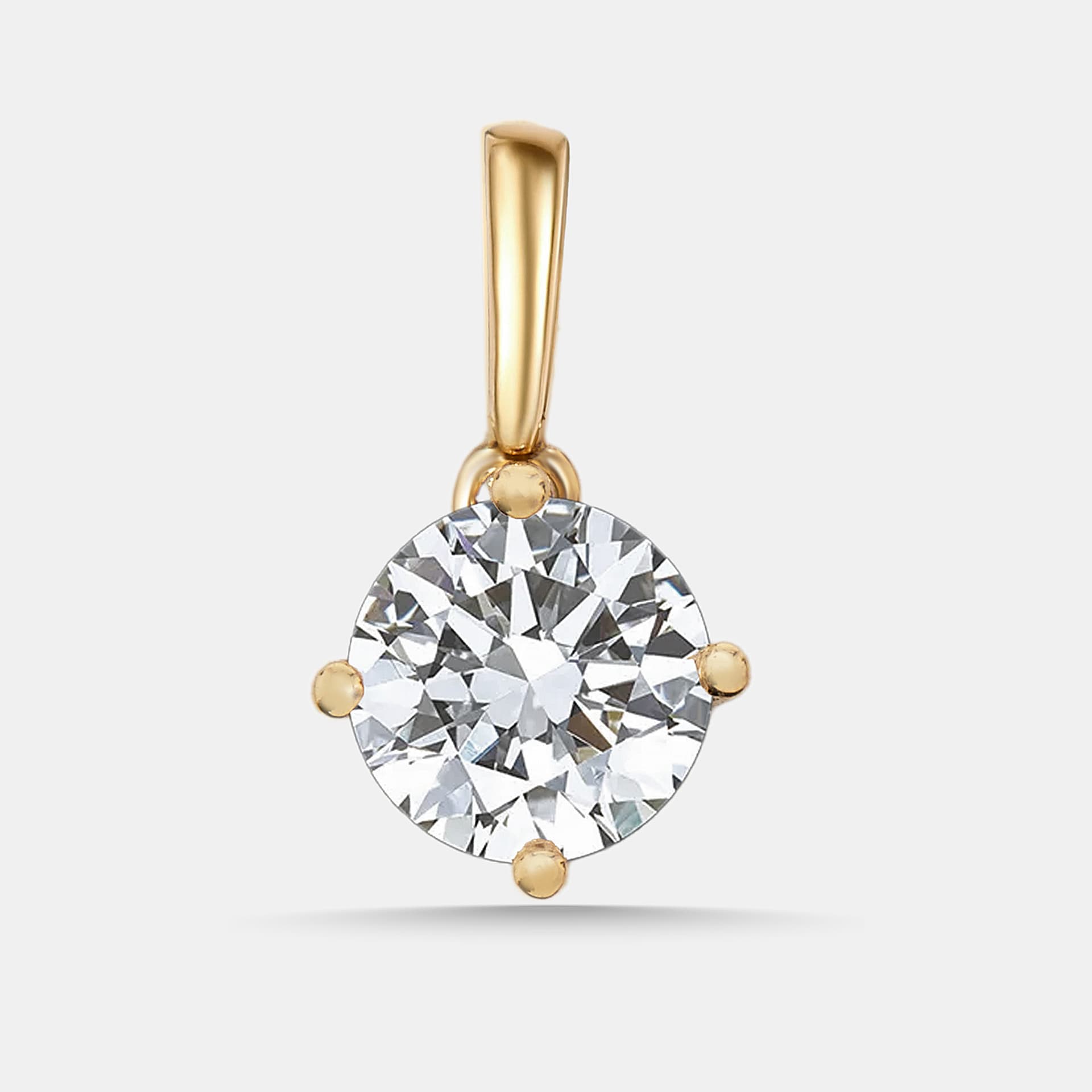 2.00 cts Round Lab Grown Diamond 18k Yellow Gold Pendant