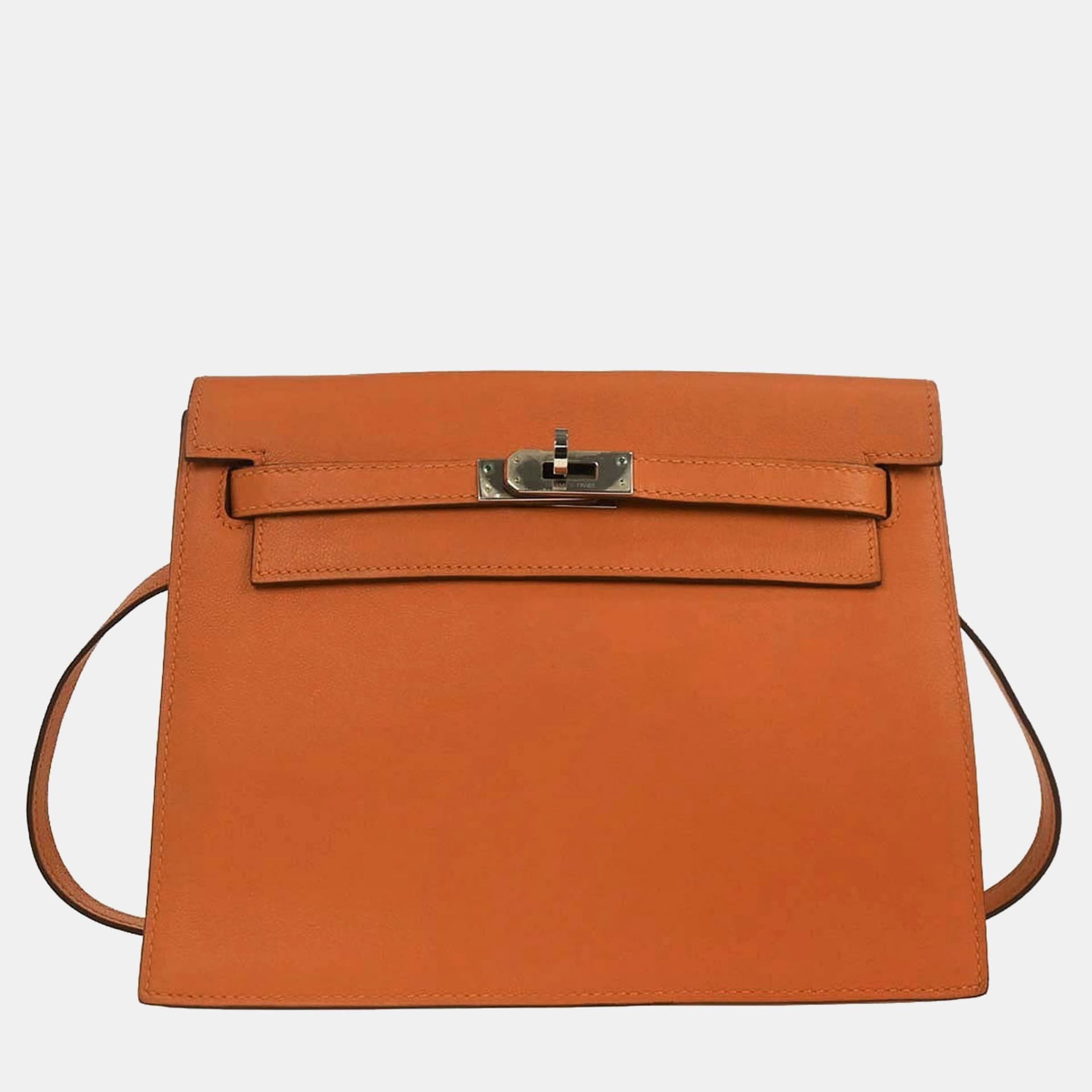Hermes Kelly Danse II Orange Swift Calfskin Leather Crossbody Bag