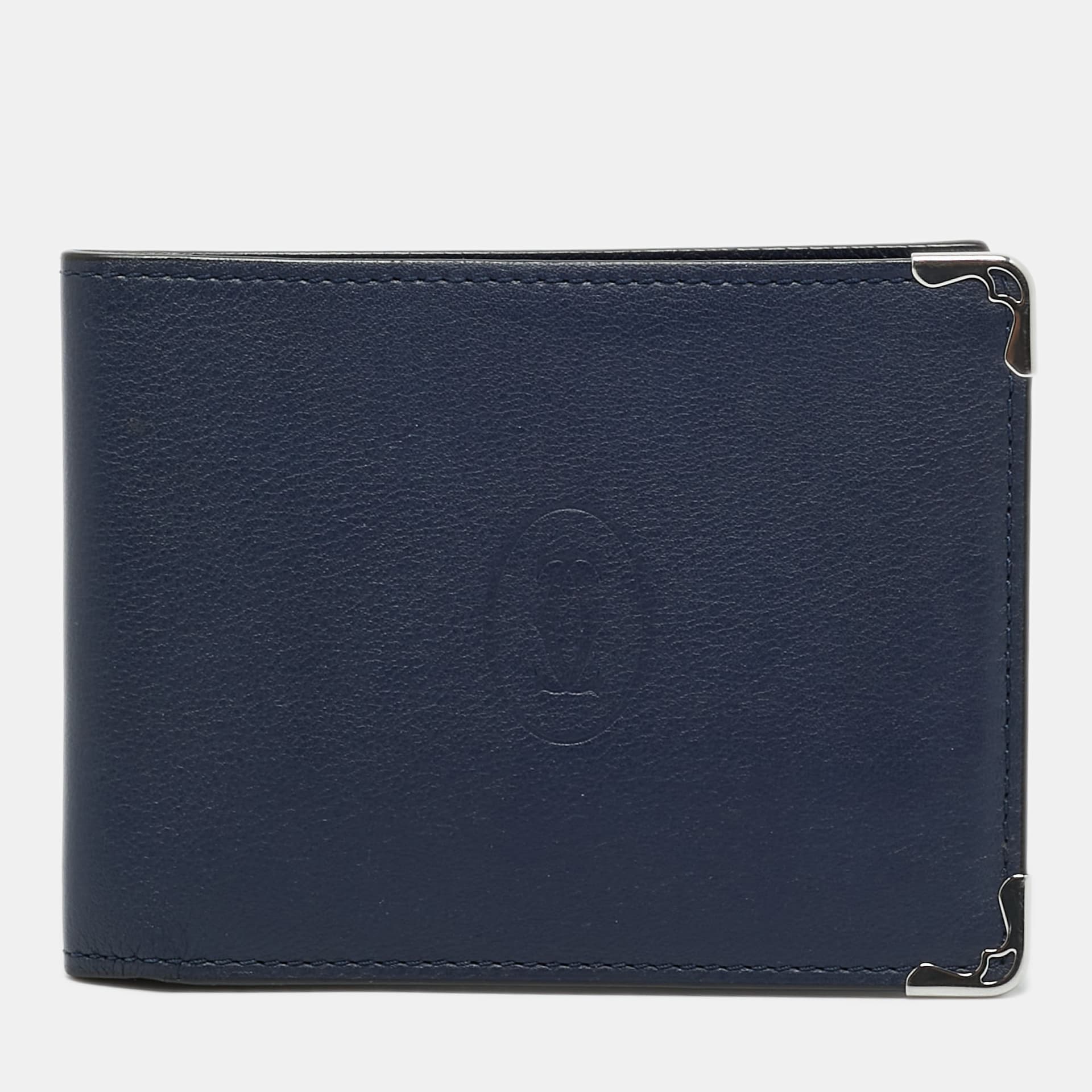 Cartier Must de Cartier Navy Blue Leather 6CC Bifold Wallet