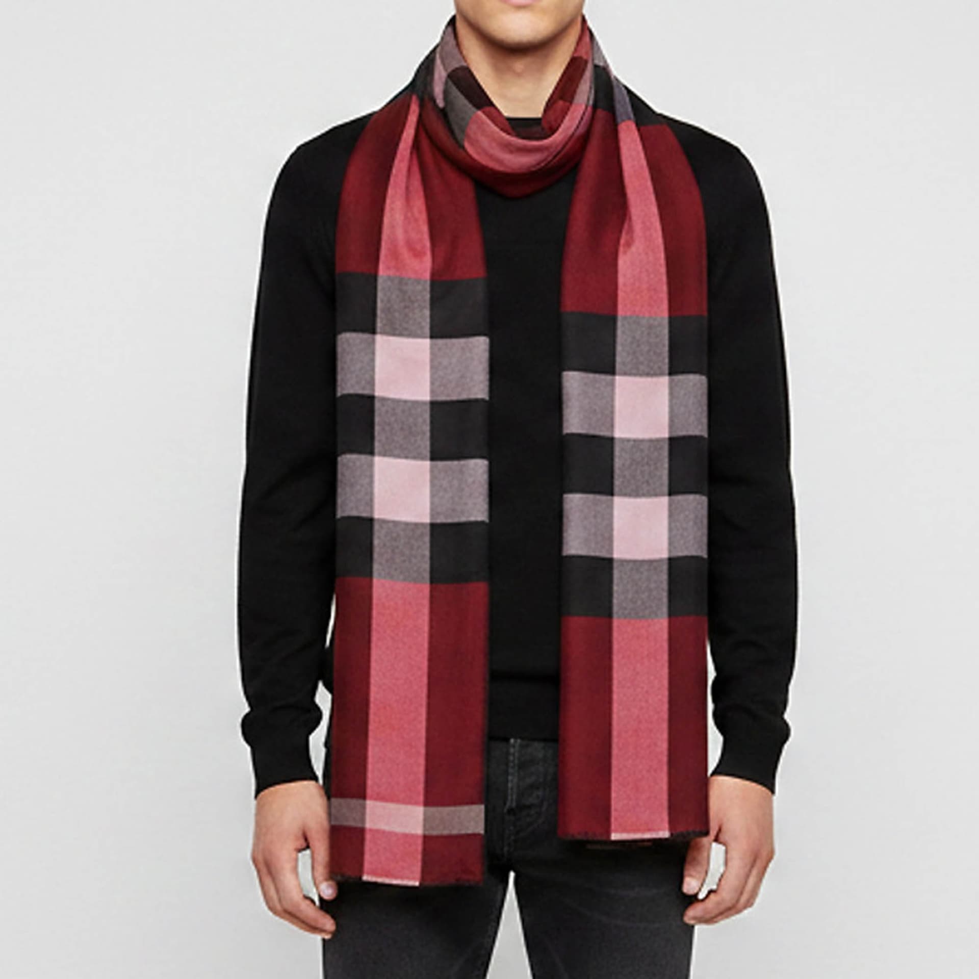 Burberry London Multicolor Checked Pattern Silk Scarf